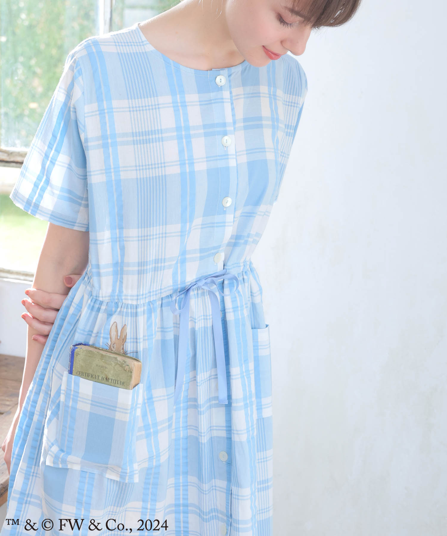 ピーターラビット™変わり織り先染めチェックワンピース_パジャマ&ルームウェア-ワンピース・ネグリジェ_ブルー_5