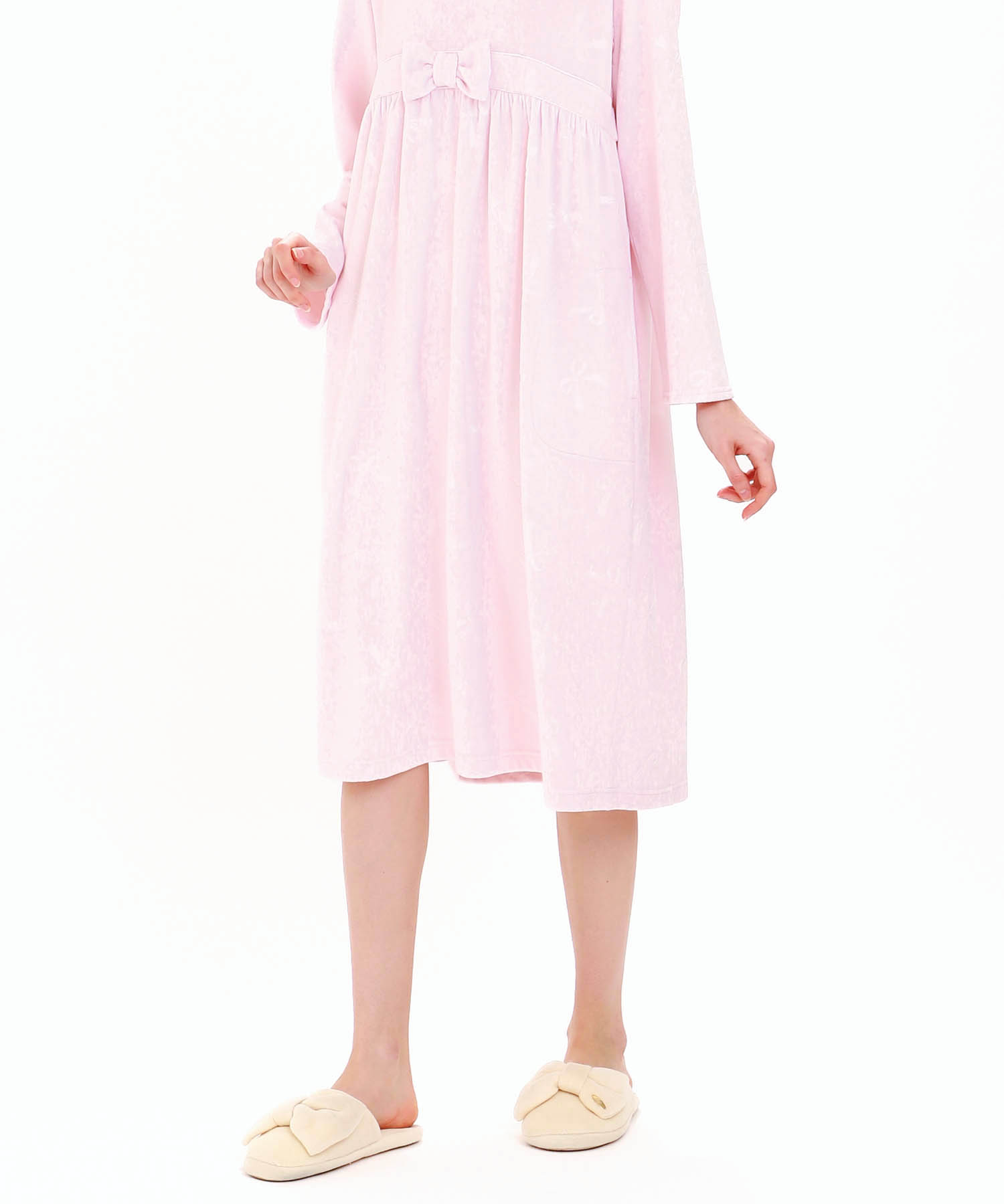 スノースムージーリボンエンボスワンピース_パジャマ&ルームウェア-ワンピース・ネグリジェ_ピンク_4