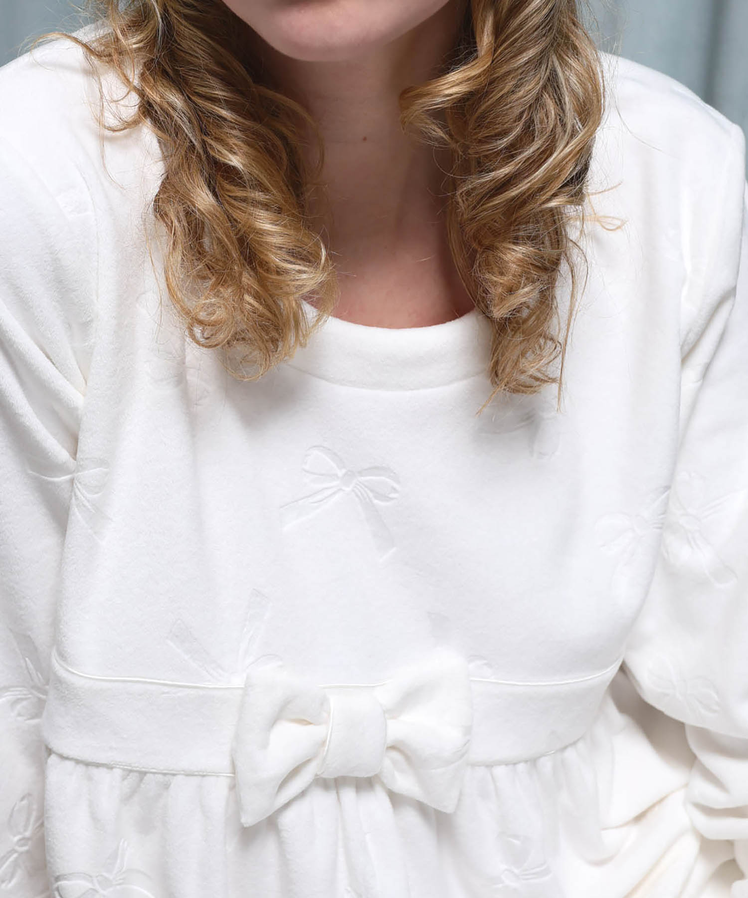 スノースムージーリボンエンボスワンピース_パジャマ&ルームウェア-ワンピース・ネグリジェ_ホワイト_3