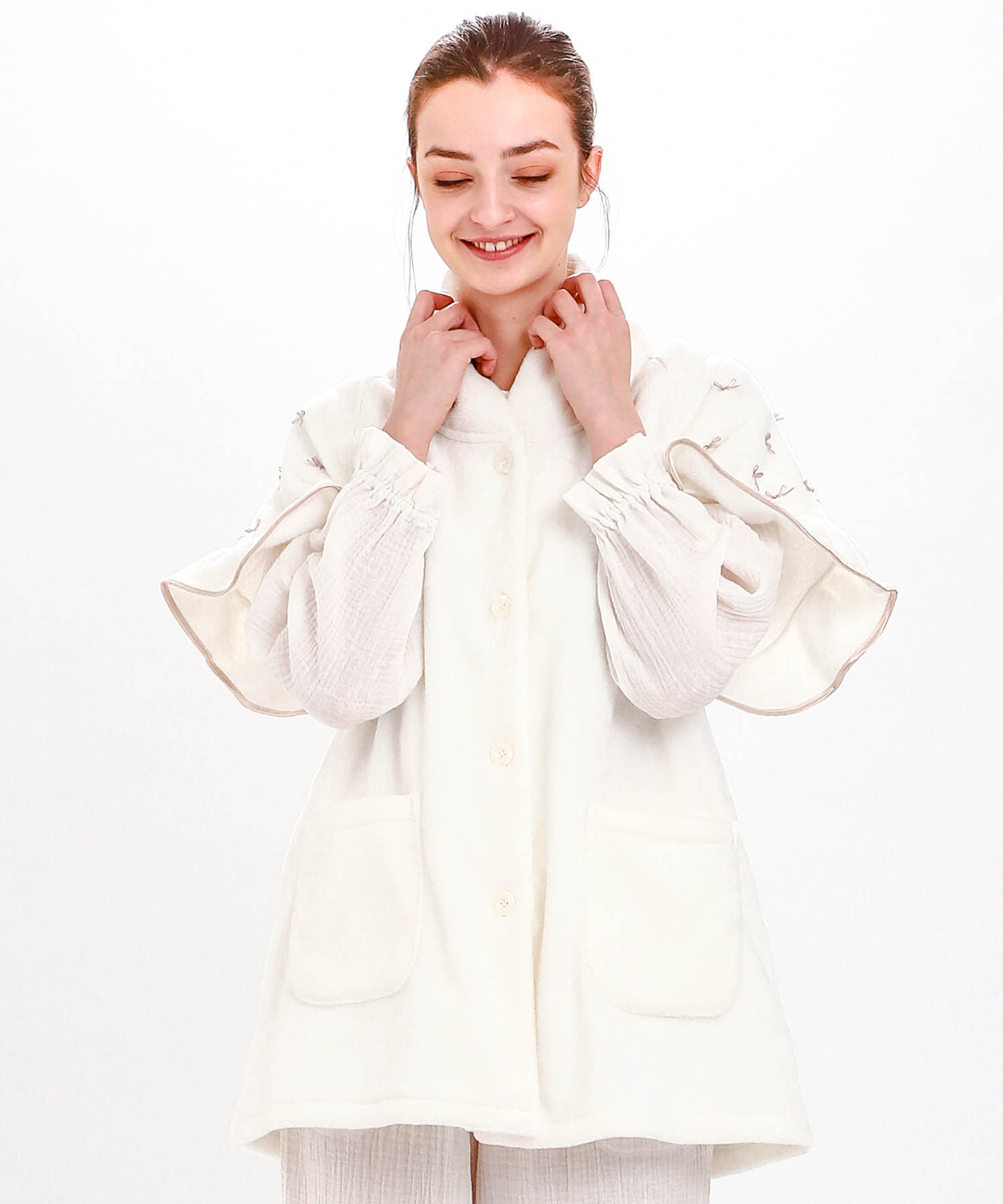 ソフティースノーリボンリボンベスト_パジャマ&ルームウェア-トップス-カーディガン・ガウン_ホワイト_2