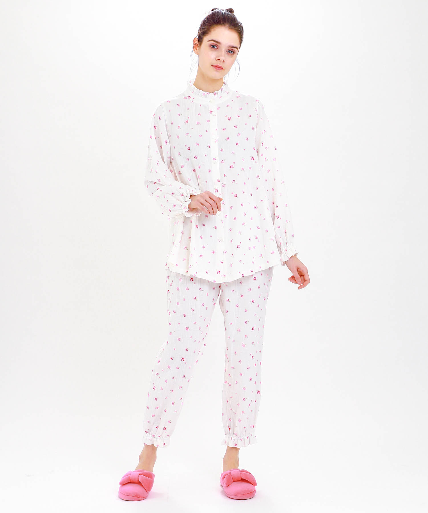 シュークリームガーゼ(R)プティーローズAラインパジャマ_パジャマ&ルームウェア-セットアップ_ホワイト_1