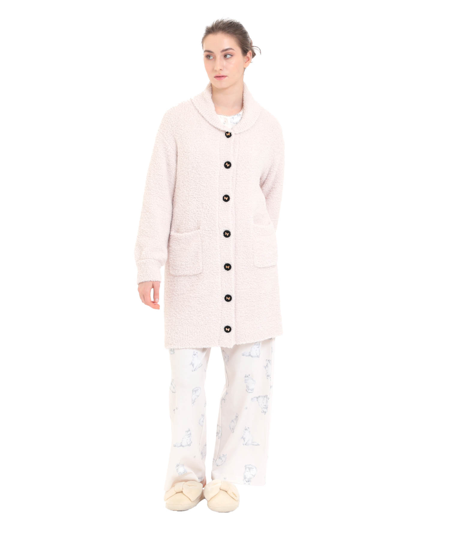 モールニットリボンロングカーデ_パジャマ&ルームウェア-トップス-カーディガン・ガウン_アイボリー_1