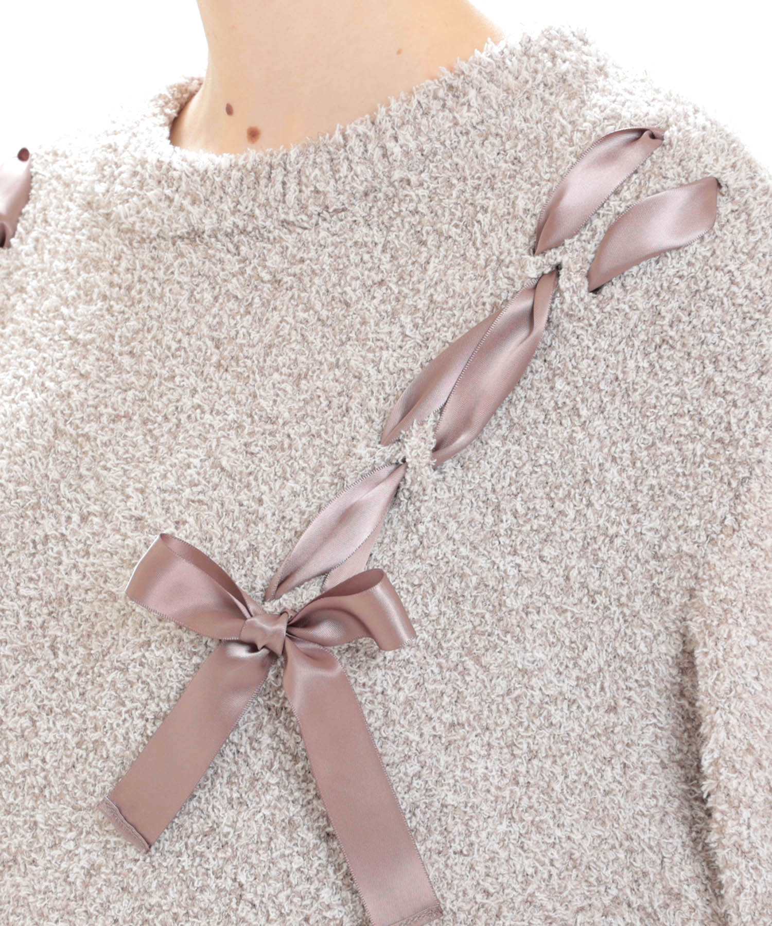 モールニットツイードライクワンピース_パジャマ&ルームウェア-ワンピース・ネグリジェ_ブラウン_3