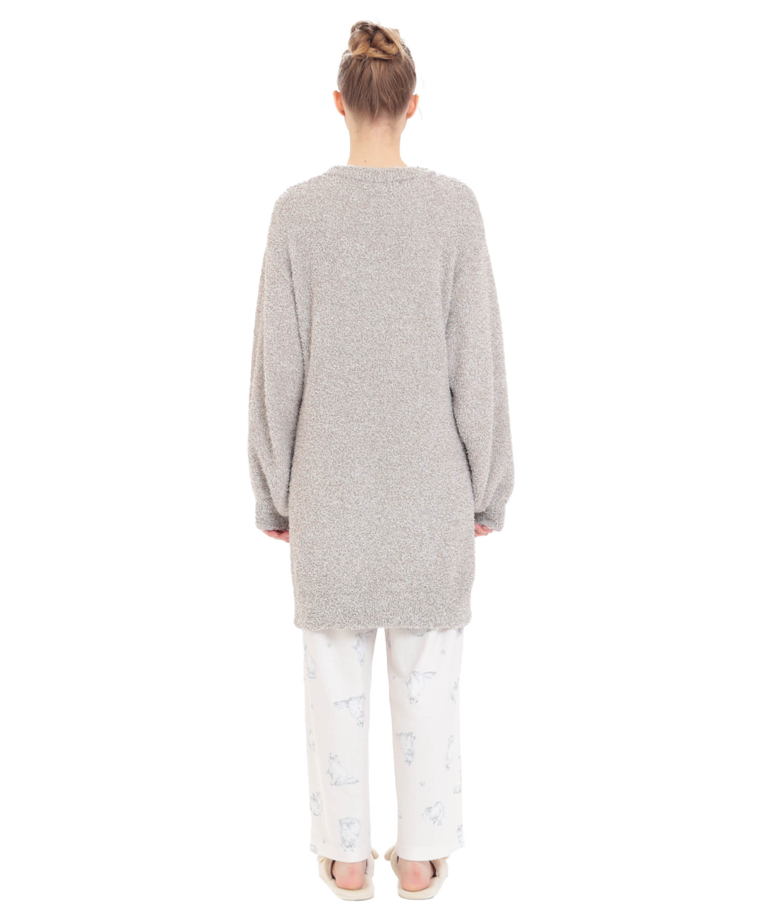 モールニットツイードライクワンピース_パジャマ&ルームウェア-ワンピース・ネグリジェ_ブラウン_5