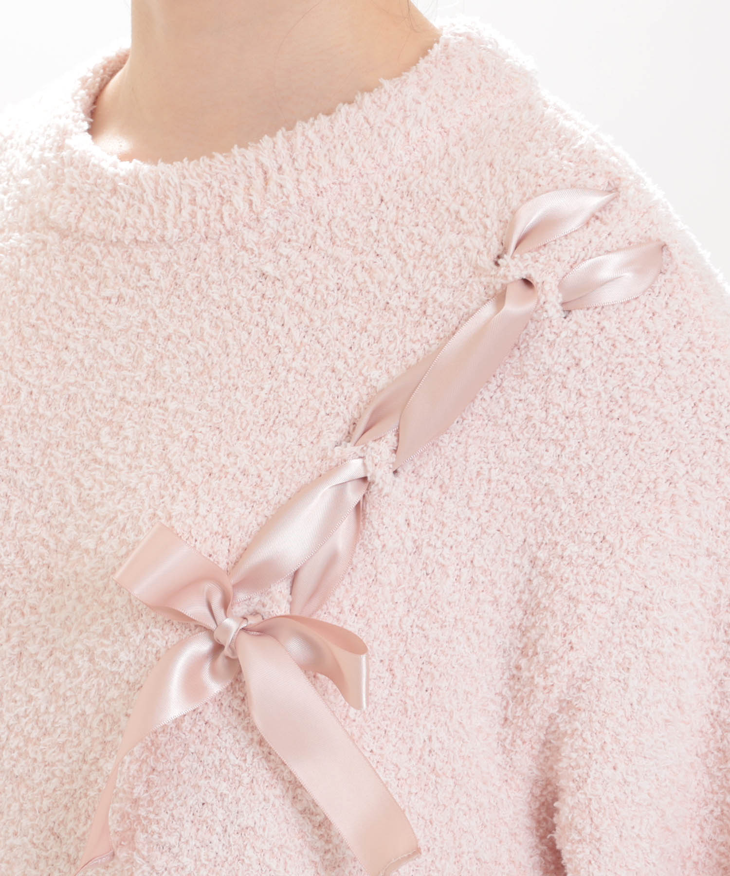 モールニットツイードライクワンピース_パジャマ&ルームウェア-ワンピース・ネグリジェ_ピンク_3