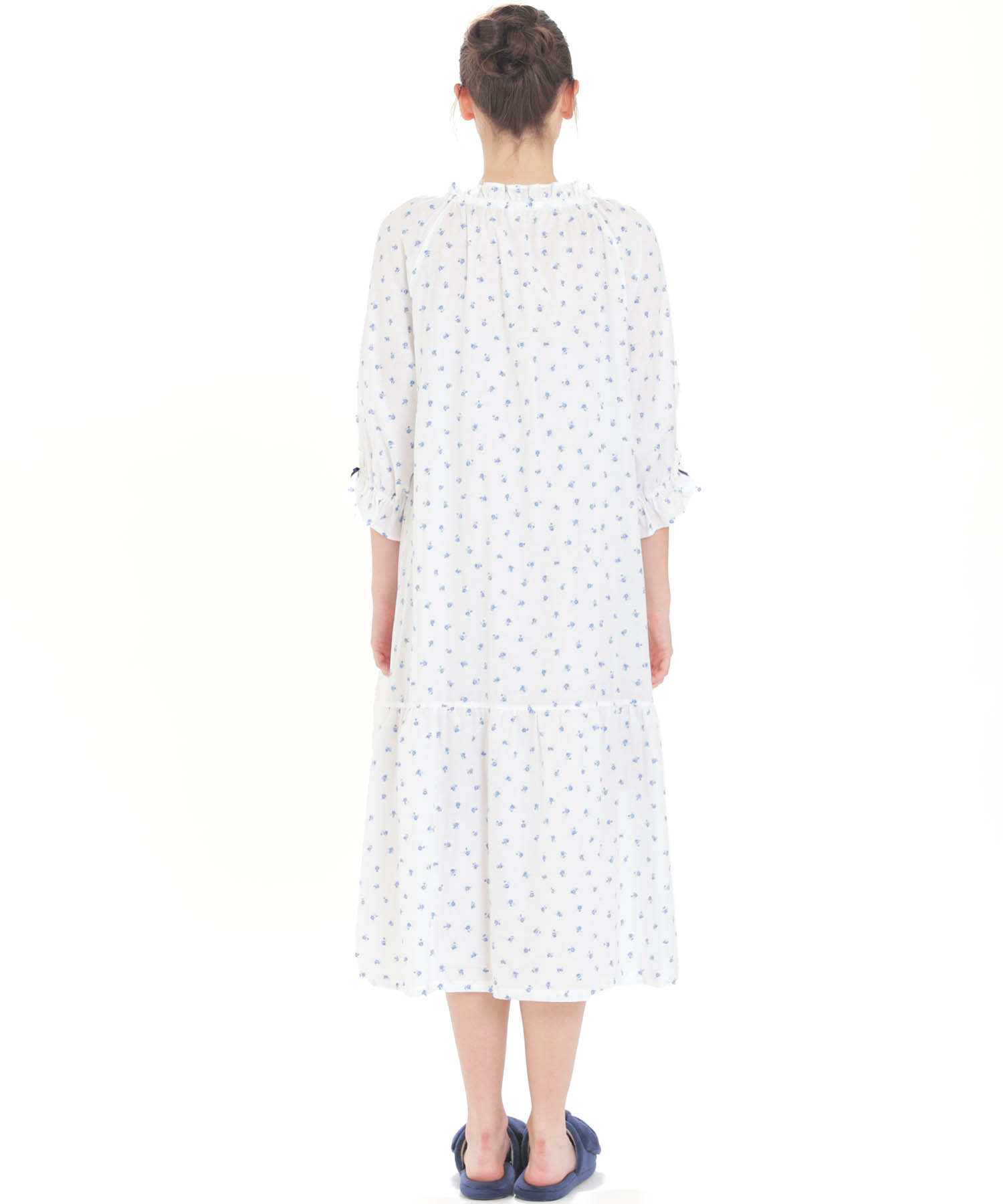 50/ダブルガーゼプチローズレーシーワンピース_パジャマ&ルームウェア-ワンピース・ネグリジェ_ブルー_6