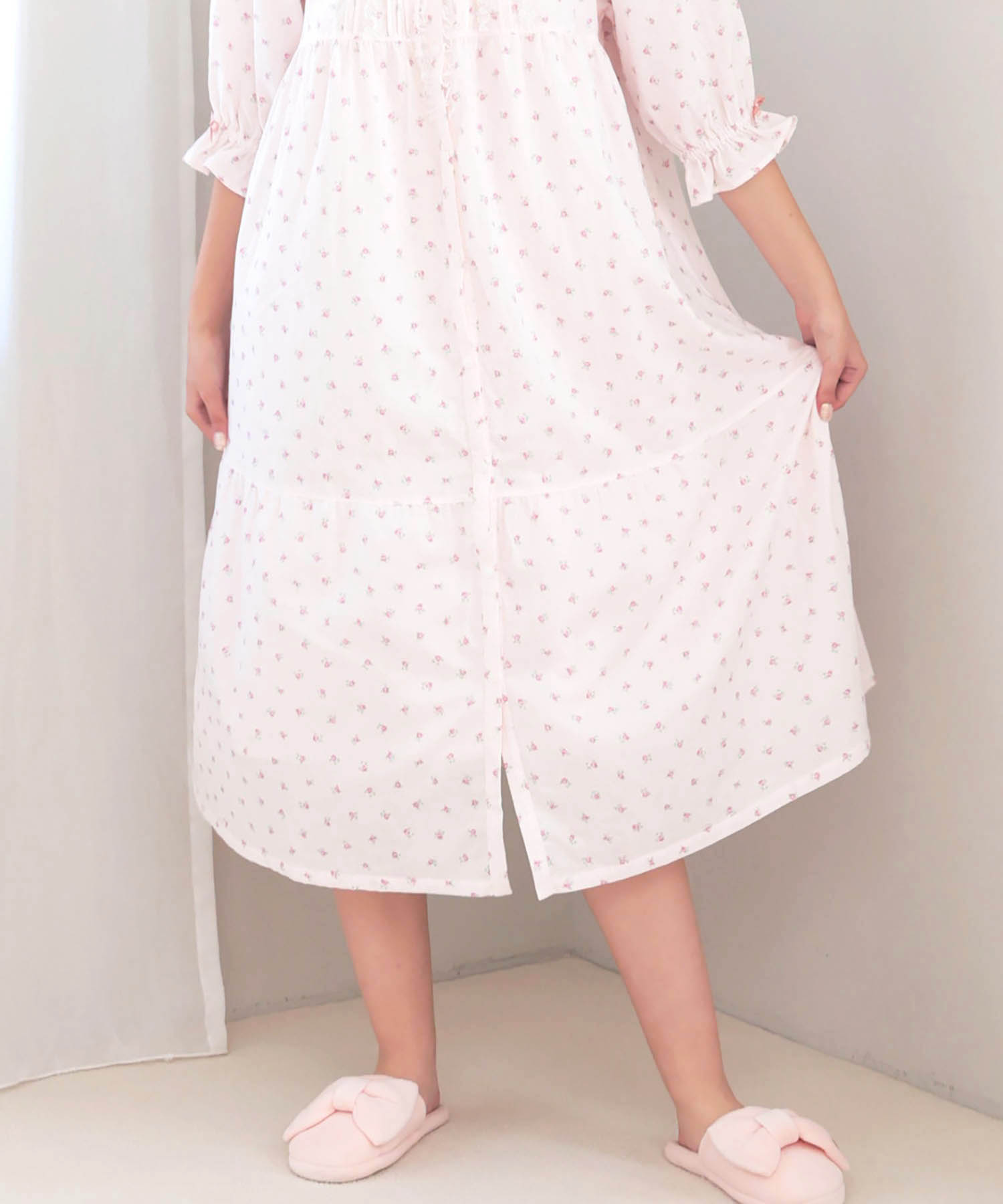 50/ダブルガーゼプチローズレーシーワンピース_パジャマ&ルームウェア-ワンピース・ネグリジェ_ピンク_6