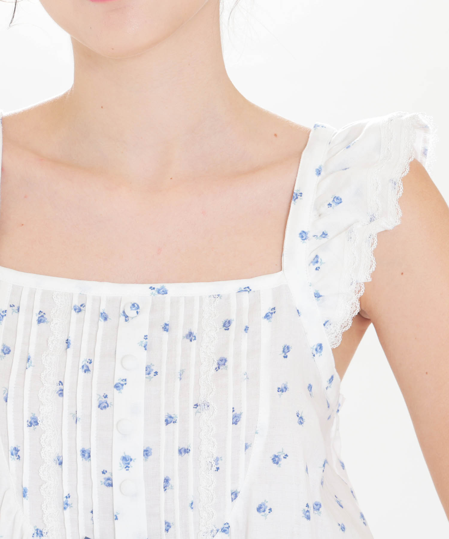 50/ダブルガーゼプチローズアンティークドレス_パジャマ&ルームウェア-ワンピース・ネグリジェ_ブルー_3