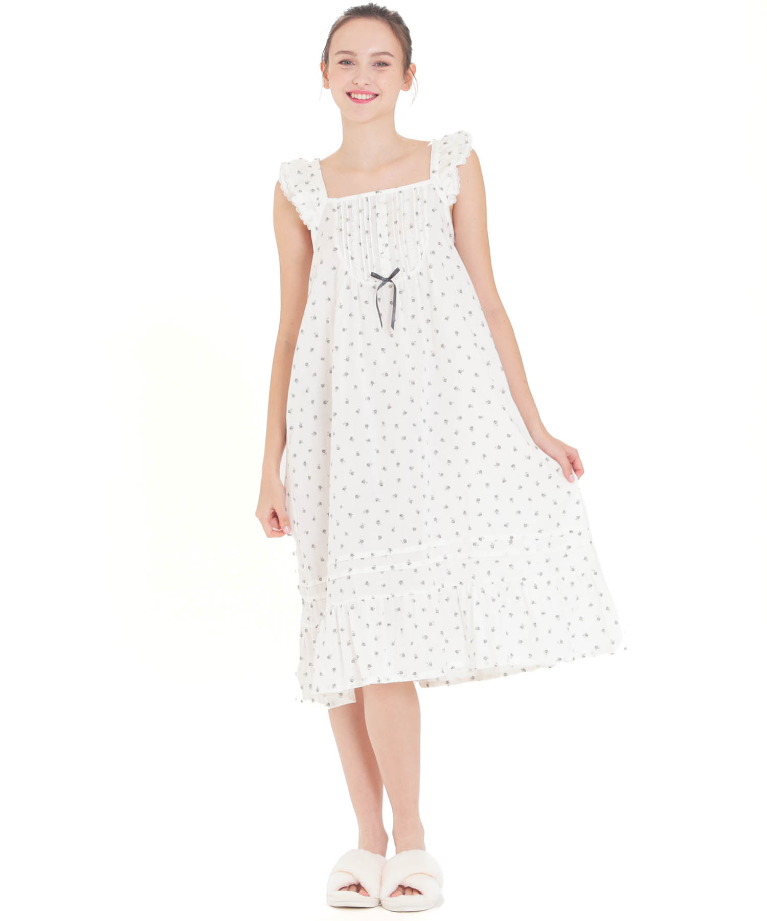 50/ダブルガーゼプチローズアンティークドレス_パジャマ&ルームウェア-ワンピース・ネグリジェ_アイボリー_1