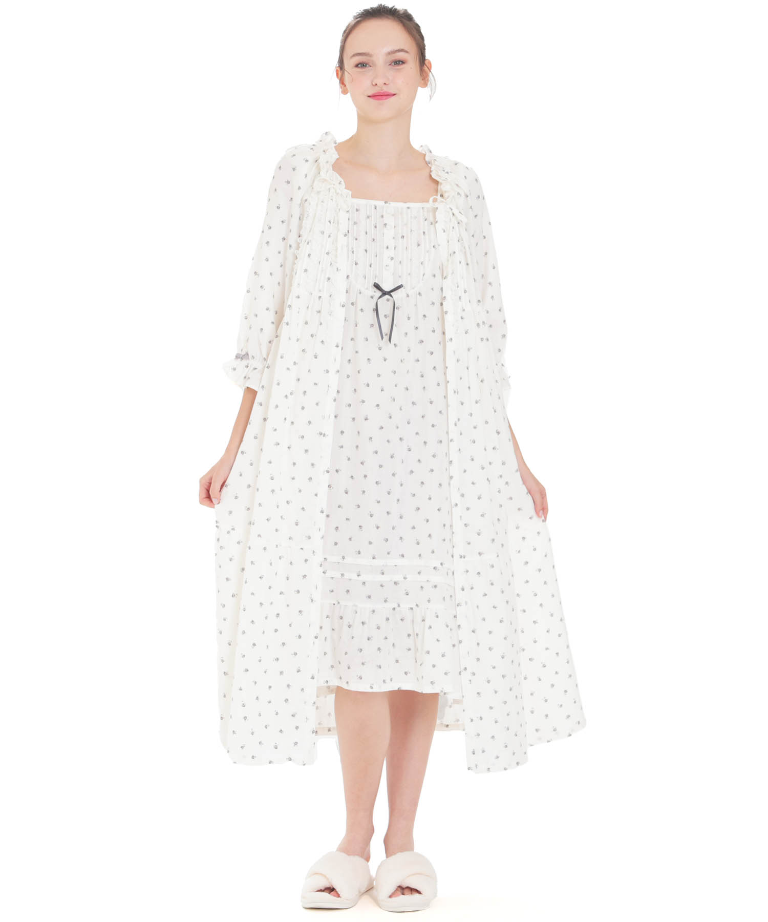 50/ダブルガーゼプチローズアンティークドレス_パジャマ&ルームウェア-ワンピース・ネグリジェ_アイボリー_2