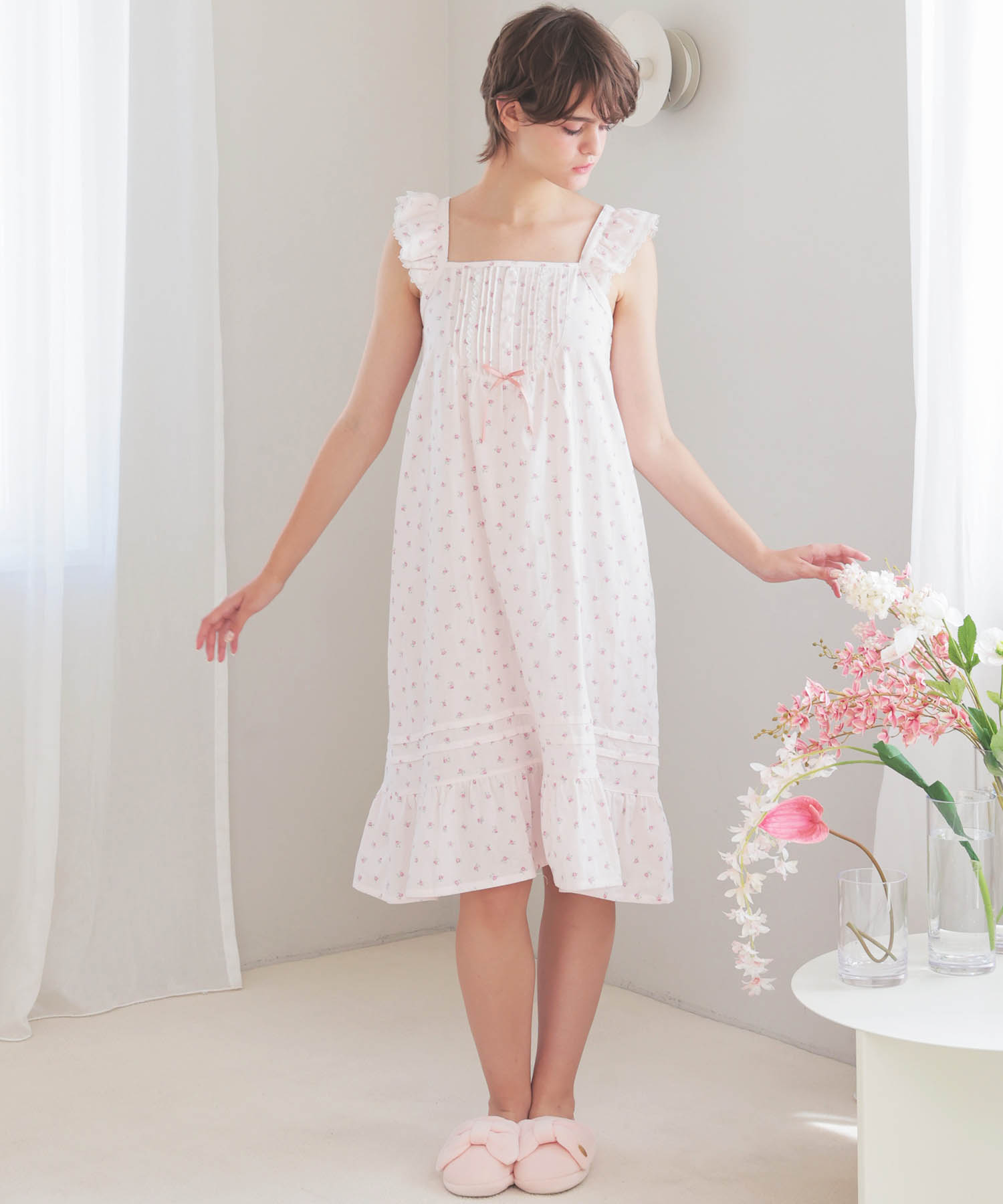 50/ダブルガーゼプチローズアンティークドレス_パジャマ&ルームウェア-ワンピース・ネグリジェ_ピンク_3