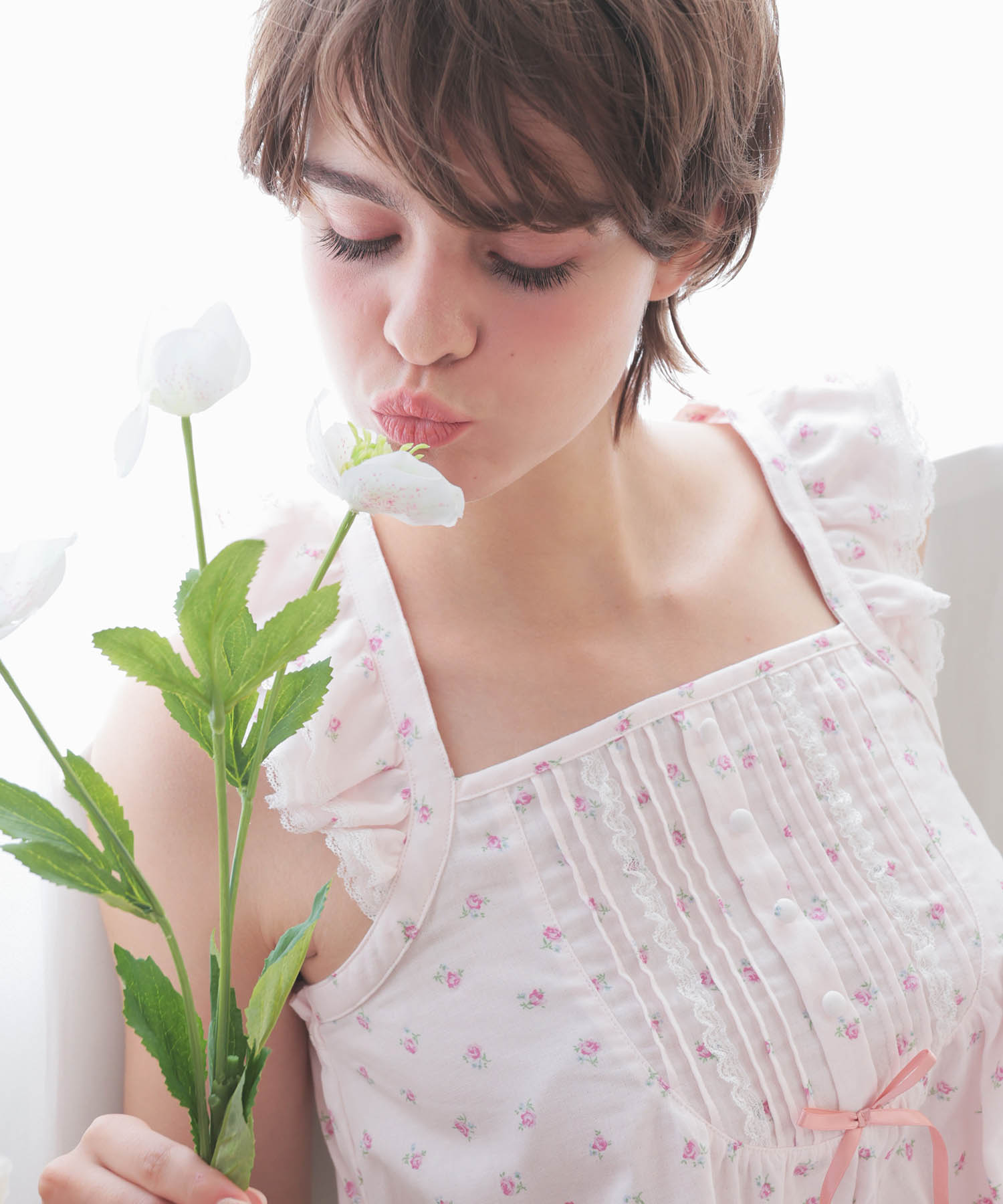 50/ダブルガーゼプチローズアンティークドレス_パジャマ&ルームウェア-ワンピース・ネグリジェ_ピンク_4