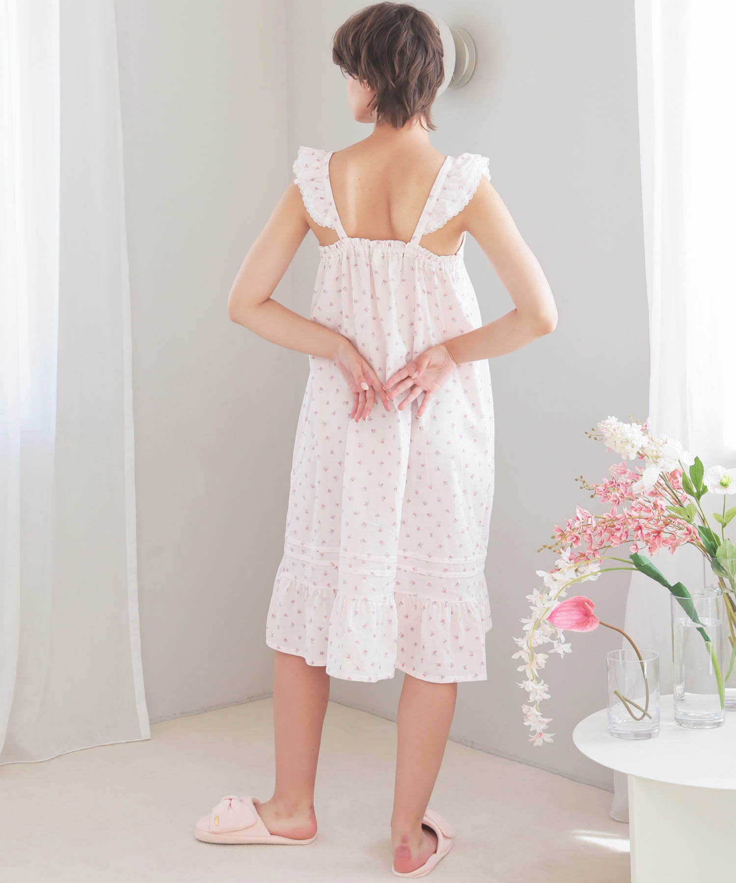 50/ダブルガーゼプチローズアンティークドレス_パジャマ&ルームウェア-ワンピース・ネグリジェ_ピンク_7