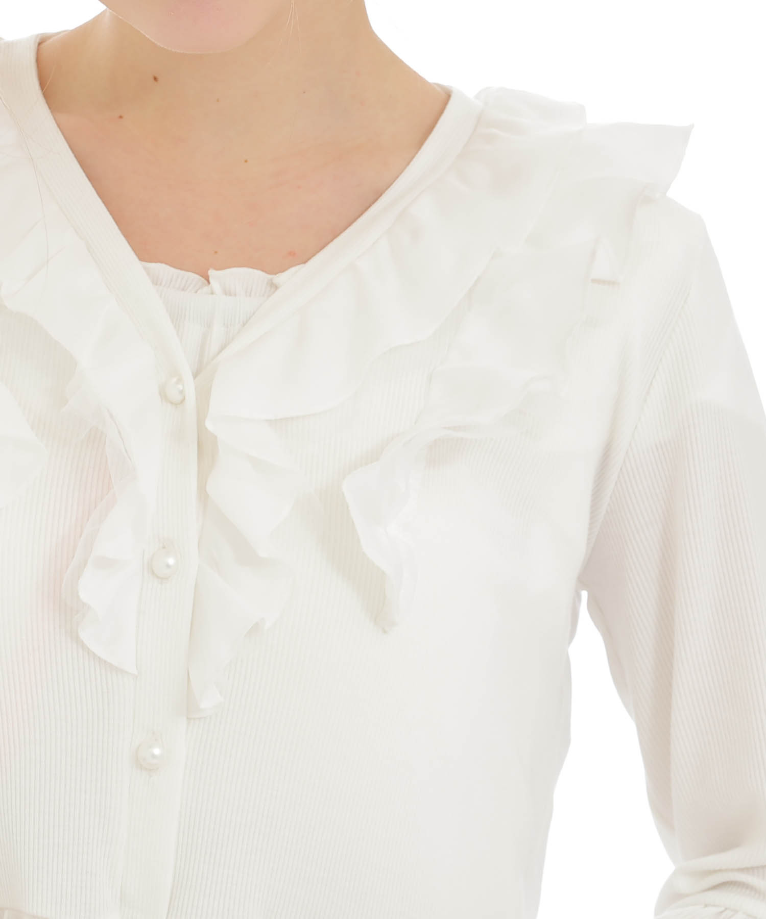 接触冷感リブニットクラシカルボレロ_パジャマ&ルームウェア-トップス-カーディガン・ガウン_ホワイト_2