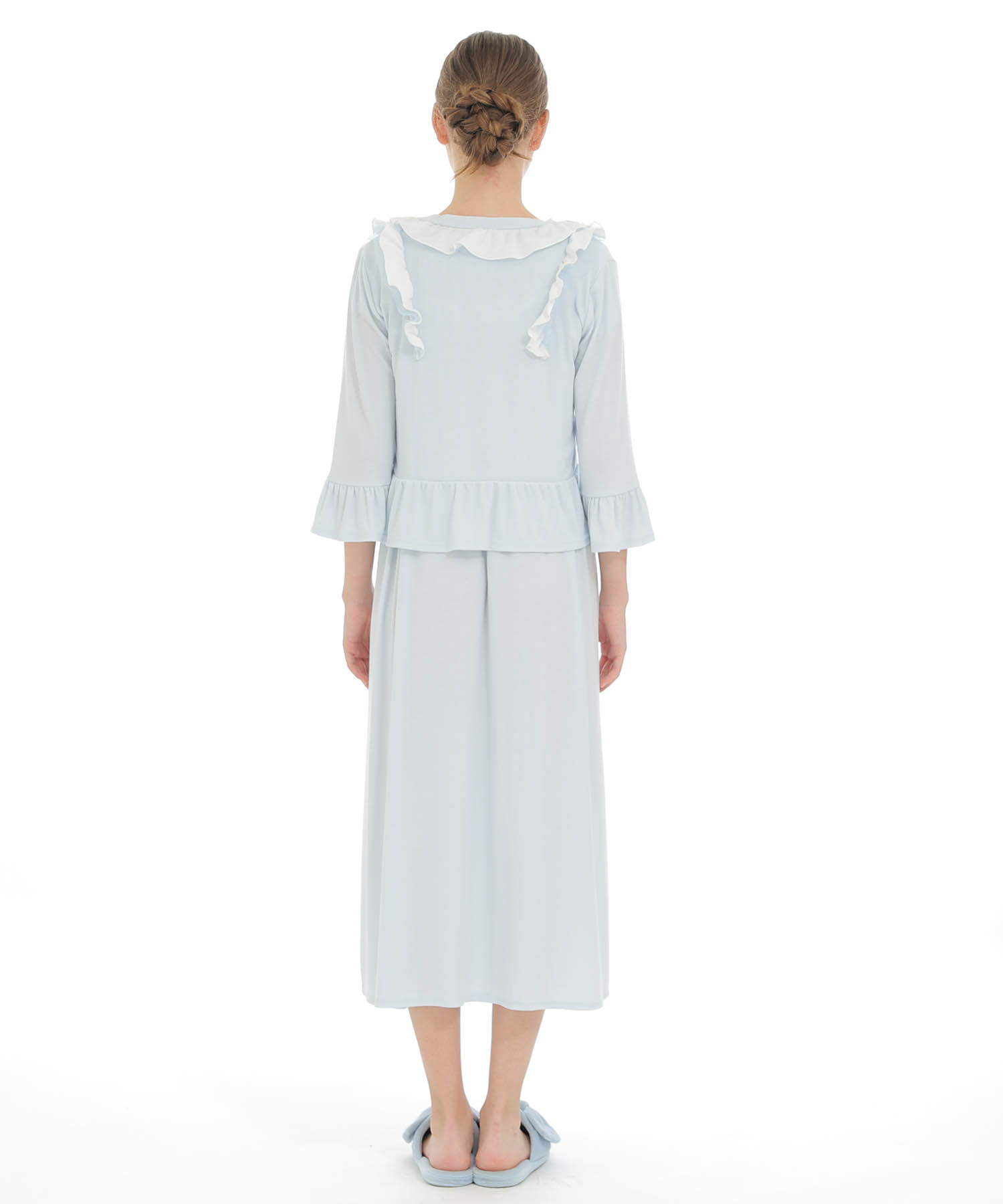 接触冷感リブニットクラシカルボレロ_パジャマ&ルームウェア-トップス-カーディガン・ガウン_ブルー_5