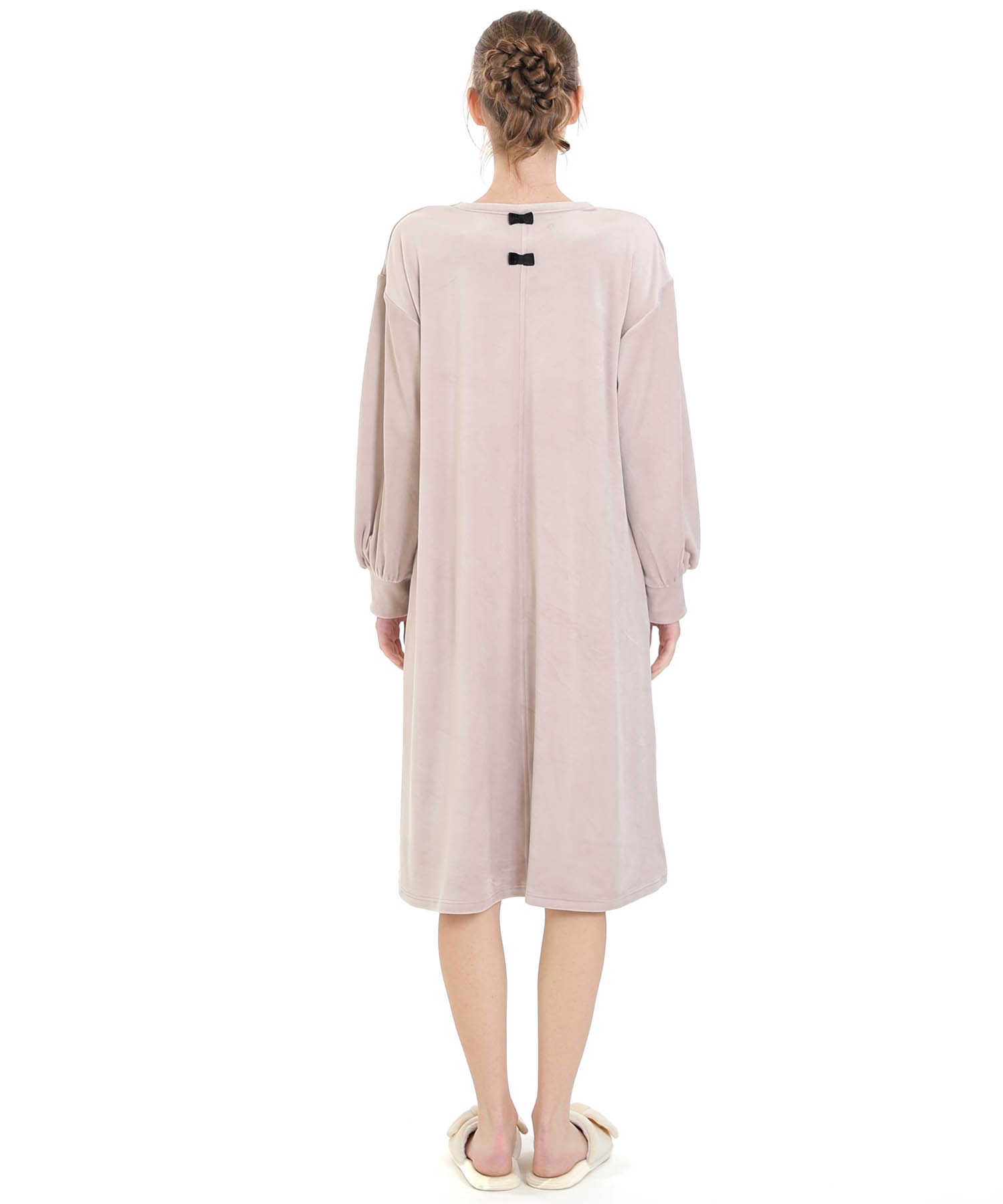 プレミアムストレッチワンピース_パジャマ&ルームウェア-ワンピース・ネグリジェ_ブラウン_6