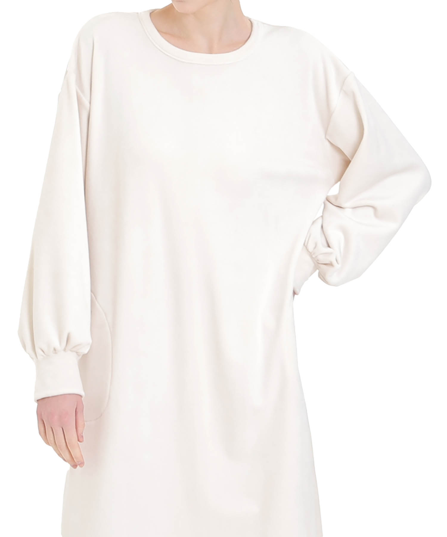 プレミアムストレッチワンピース_パジャマ&ルームウェア-ワンピース・ネグリジェ_アイボリー_0