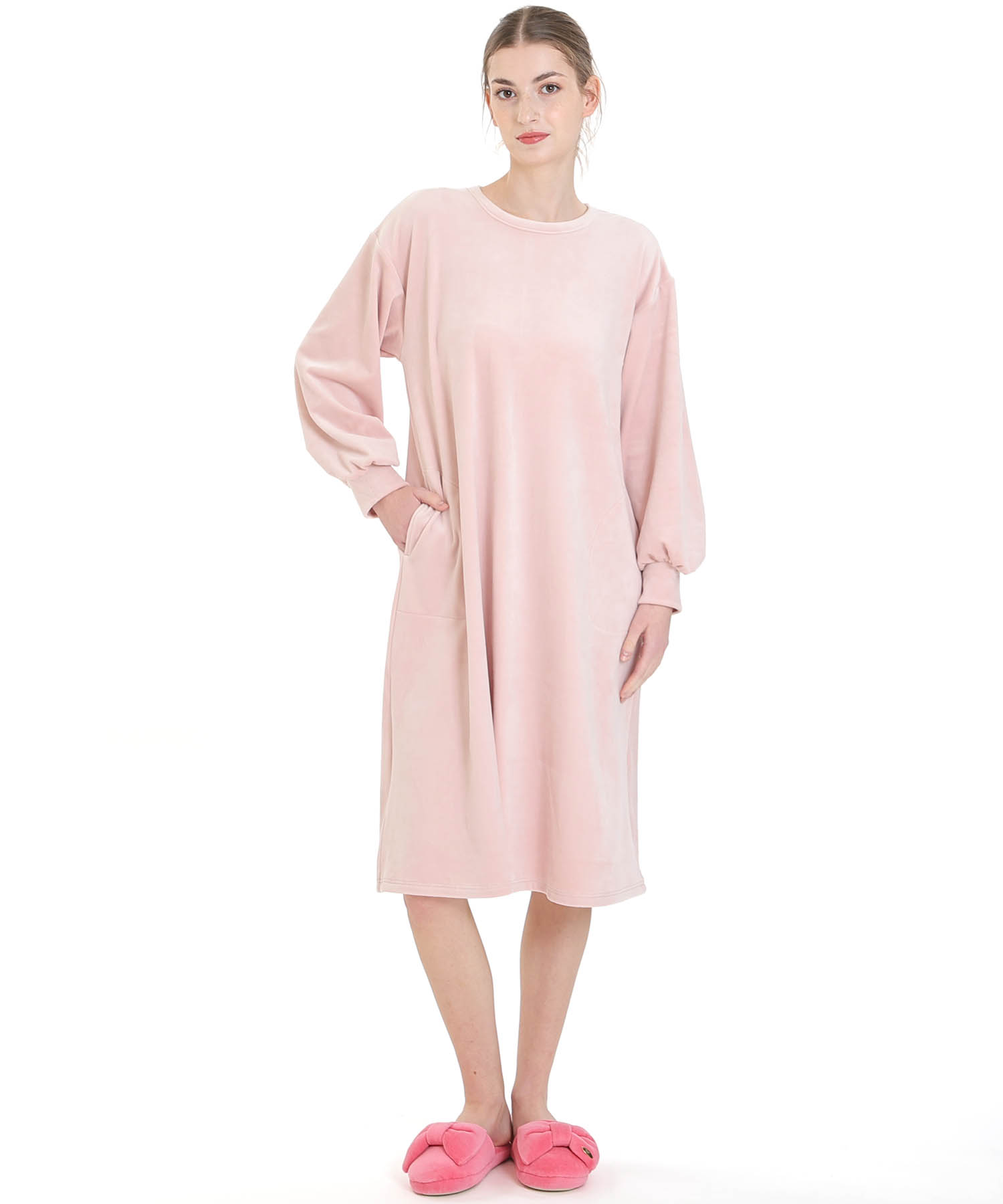 プレミアムストレッチワンピース_パジャマ&ルームウェア-ワンピース・ネグリジェ_ピンク_2