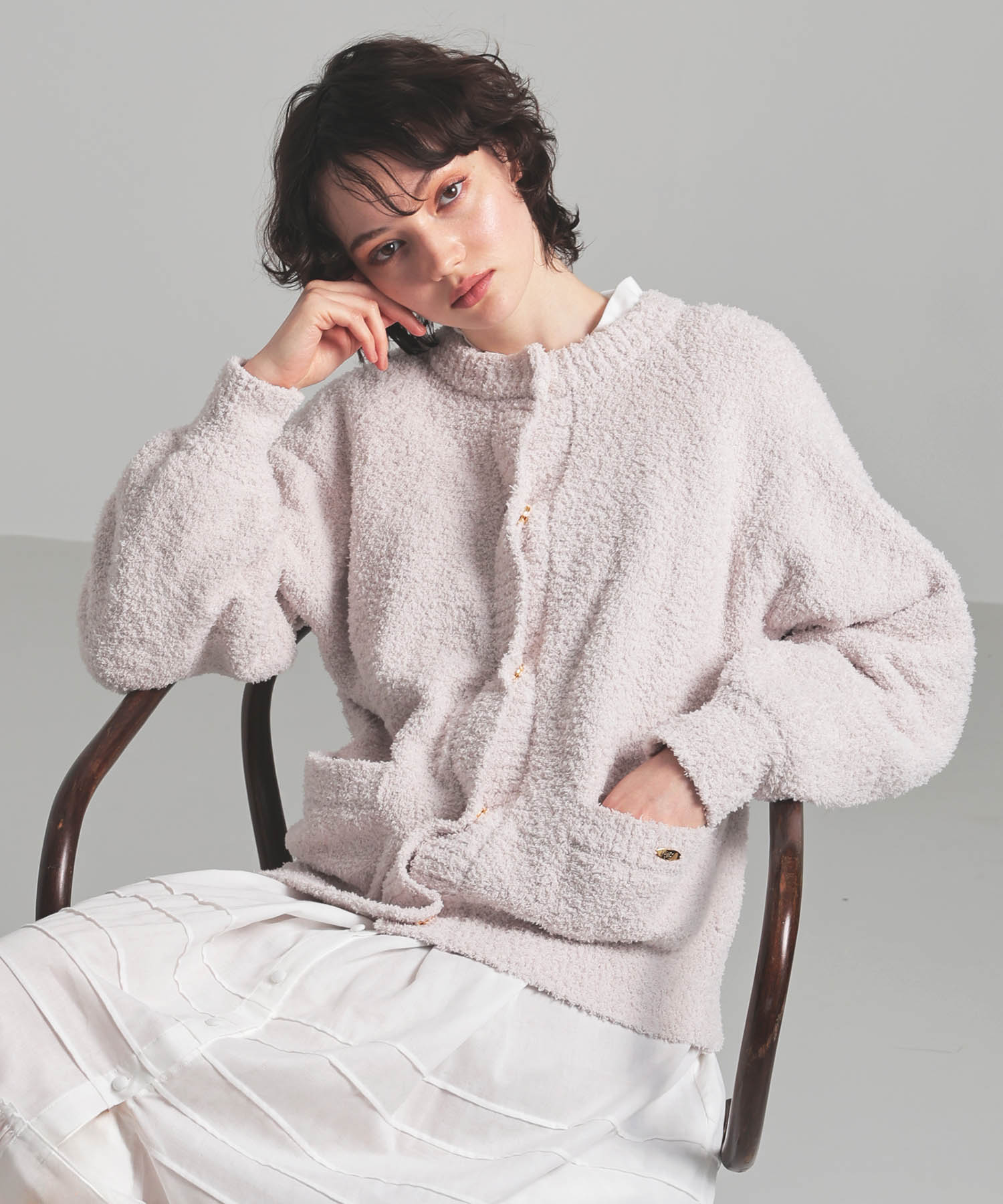 モールニットカーディガン_パジャマ&ルームウェア-トップス-カーディガン・ガウン_ベージュ_0