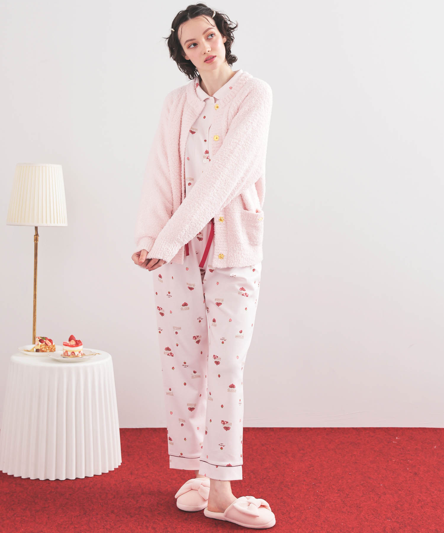 モールニットカーディガン_パジャマ&ルームウェア-トップス-カーディガン・ガウン_ピンク_1