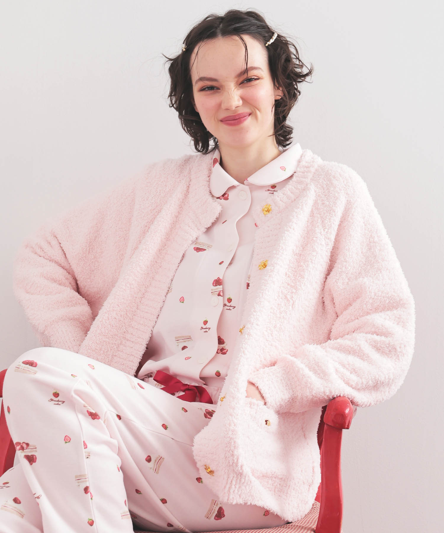 モールニットカーディガン_パジャマ&ルームウェア-トップス-カーディガン・ガウン_ピンク_2