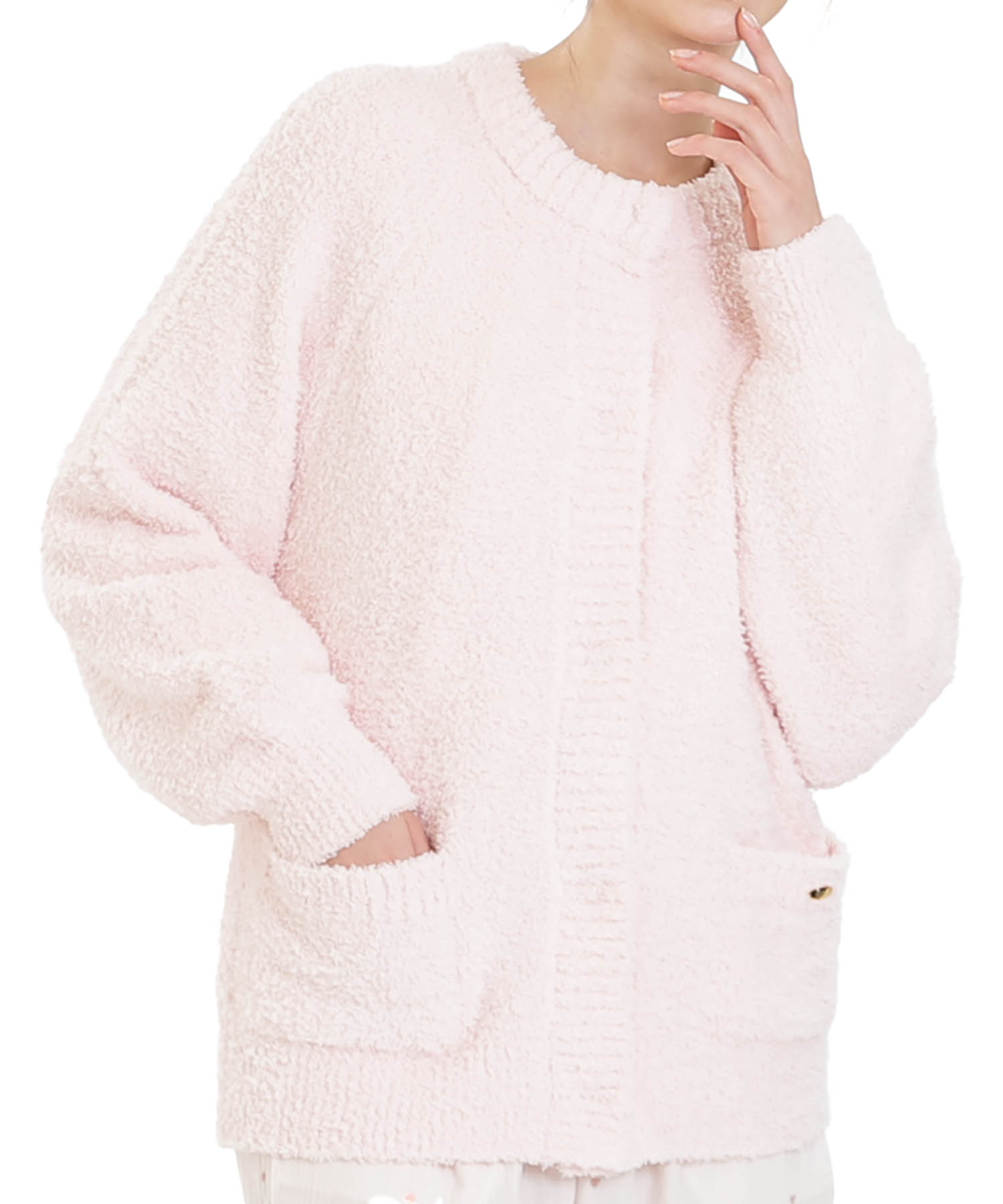 モールニットカーディガン_パジャマ&ルームウェア-トップス-カーディガン・ガウン_ピンク_3