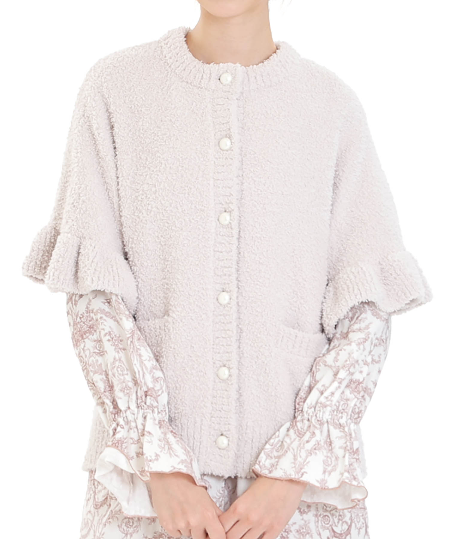 モールニットベスト_パジャマ&ルームウェア-トップス-カーディガン・ガウン_ベージュ_0