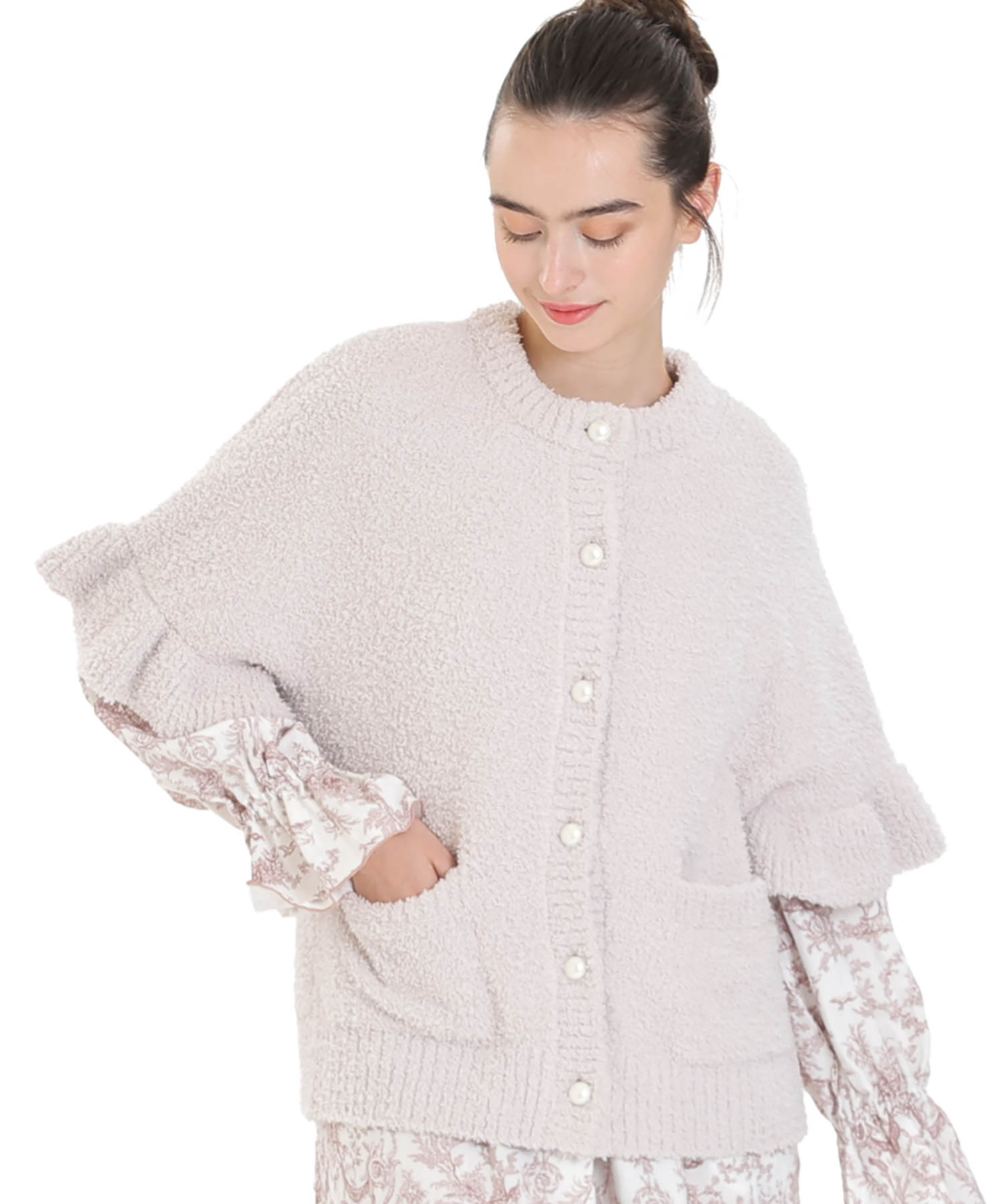 モールニットベスト_パジャマ&ルームウェア-トップス-カーディガン・ガウン_ベージュ_2