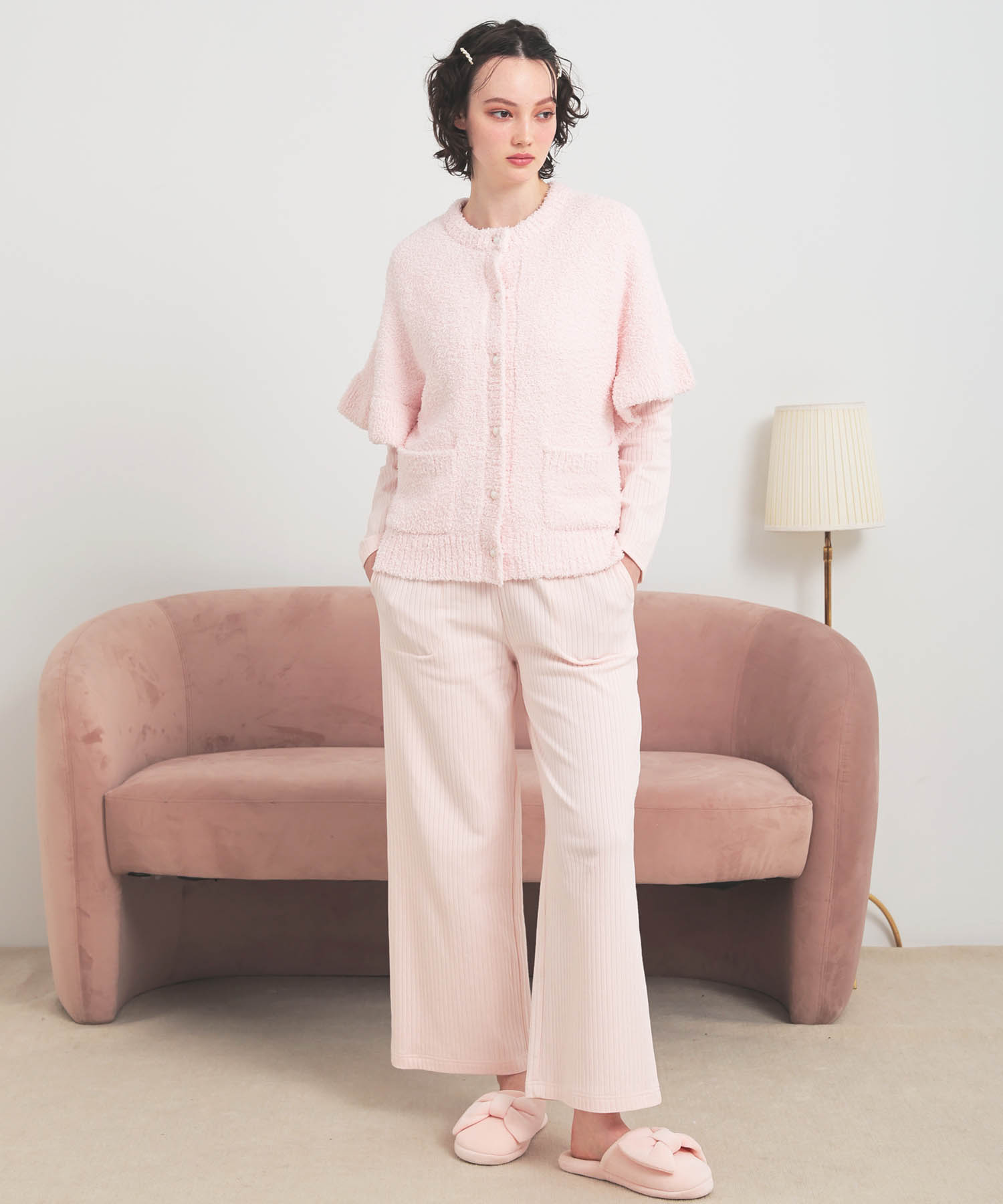 モールニットベスト_パジャマ&ルームウェア-トップス-カーディガン・ガウン_ピンク_2