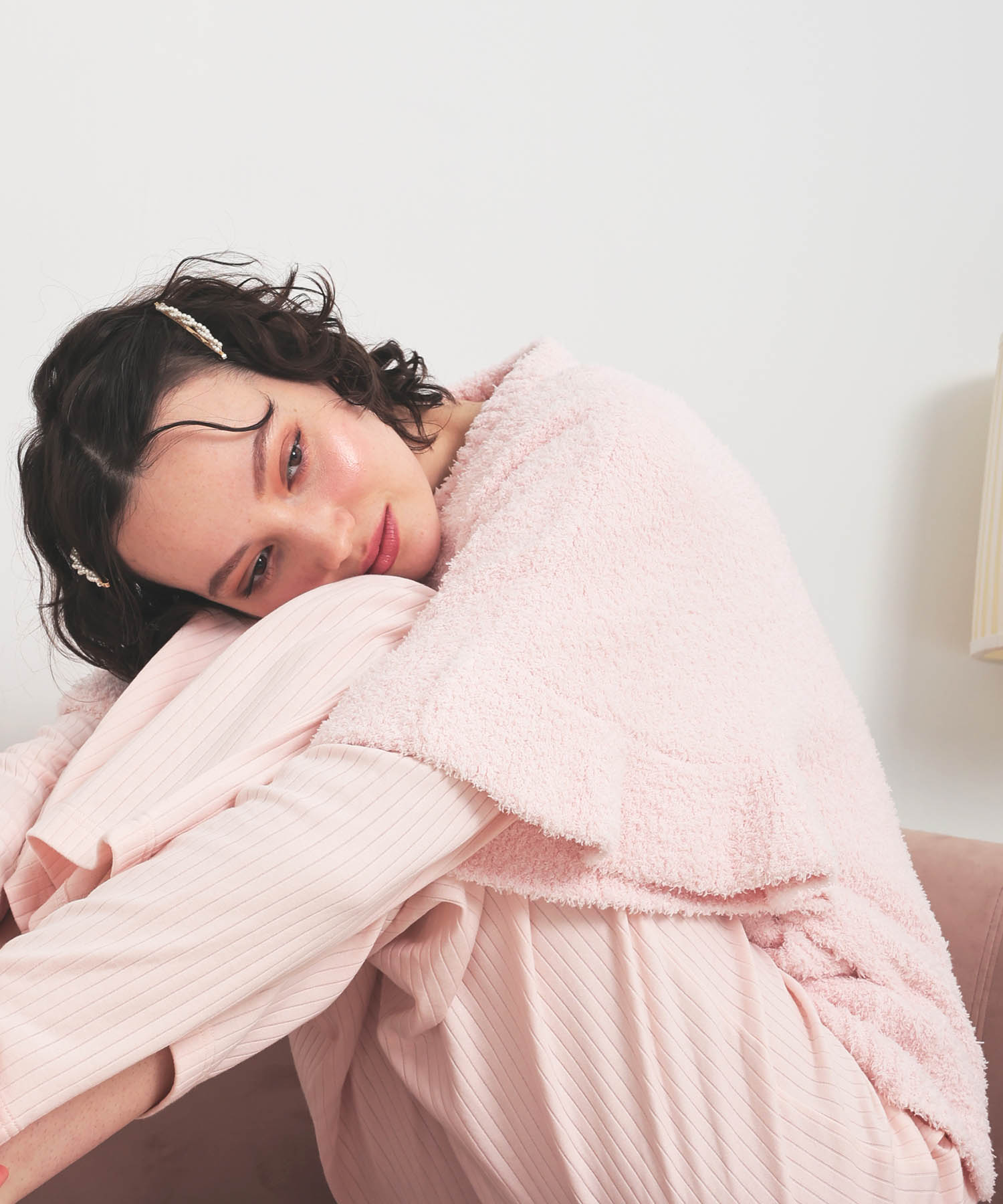 モールニットベスト_パジャマ&ルームウェア-トップス-カーディガン・ガウン_ピンク_1