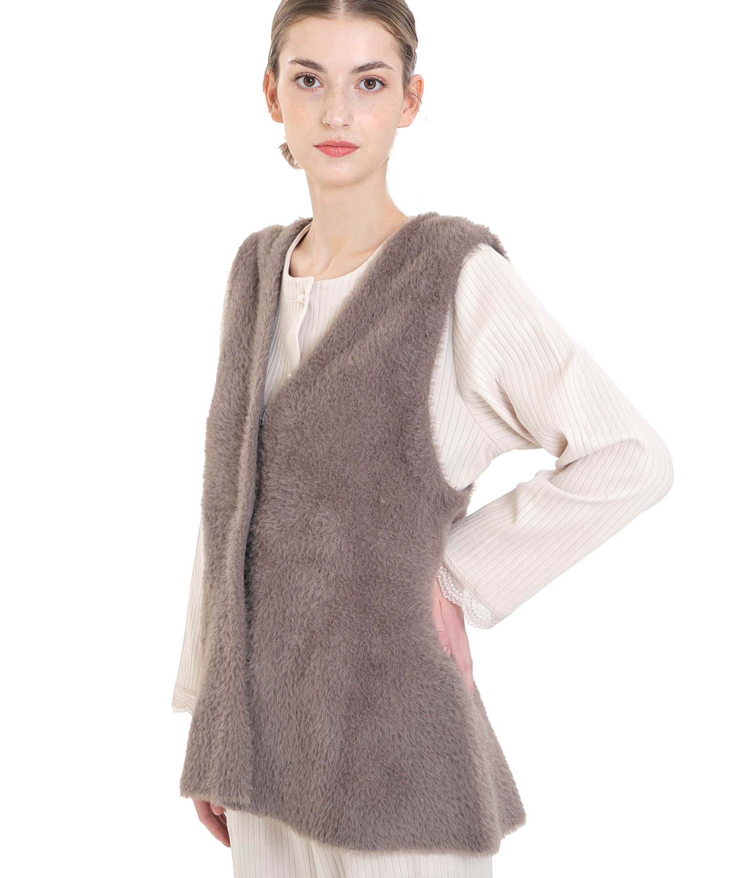 フェザーヤーンベスト_パジャマ&ルームウェア-トップス-カーディガン・ガウン_グレー_2