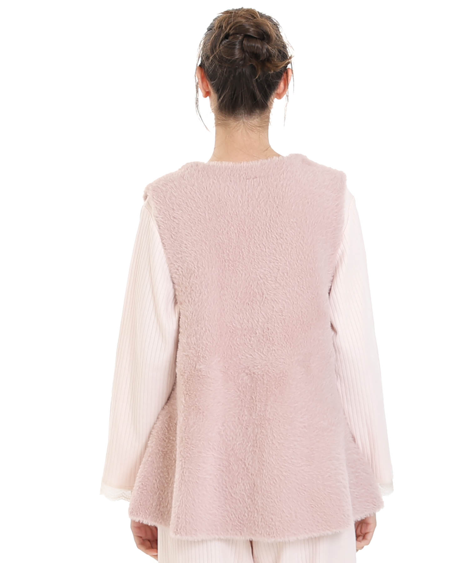 フェザーヤーンベスト_パジャマ&ルームウェア-トップス-カーディガン・ガウン_ピンク_4