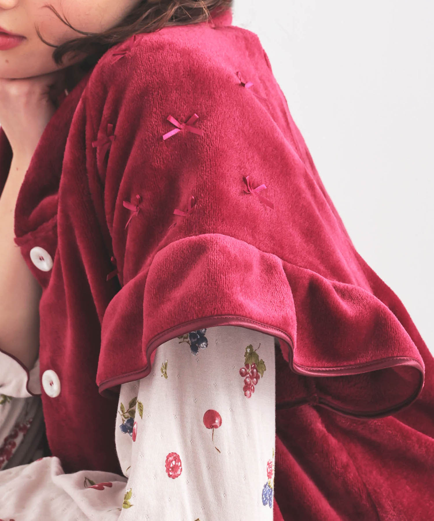 ソフティースノーリボンリボンケープ_パジャマ&ルームウェア-トップス-カーディガン・ガウン_レッド_5