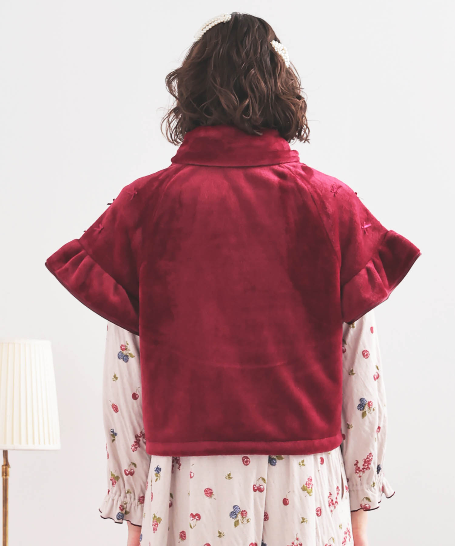 ソフティースノーリボンリボンケープ_パジャマ&ルームウェア-トップス-カーディガン・ガウン_レッド_6