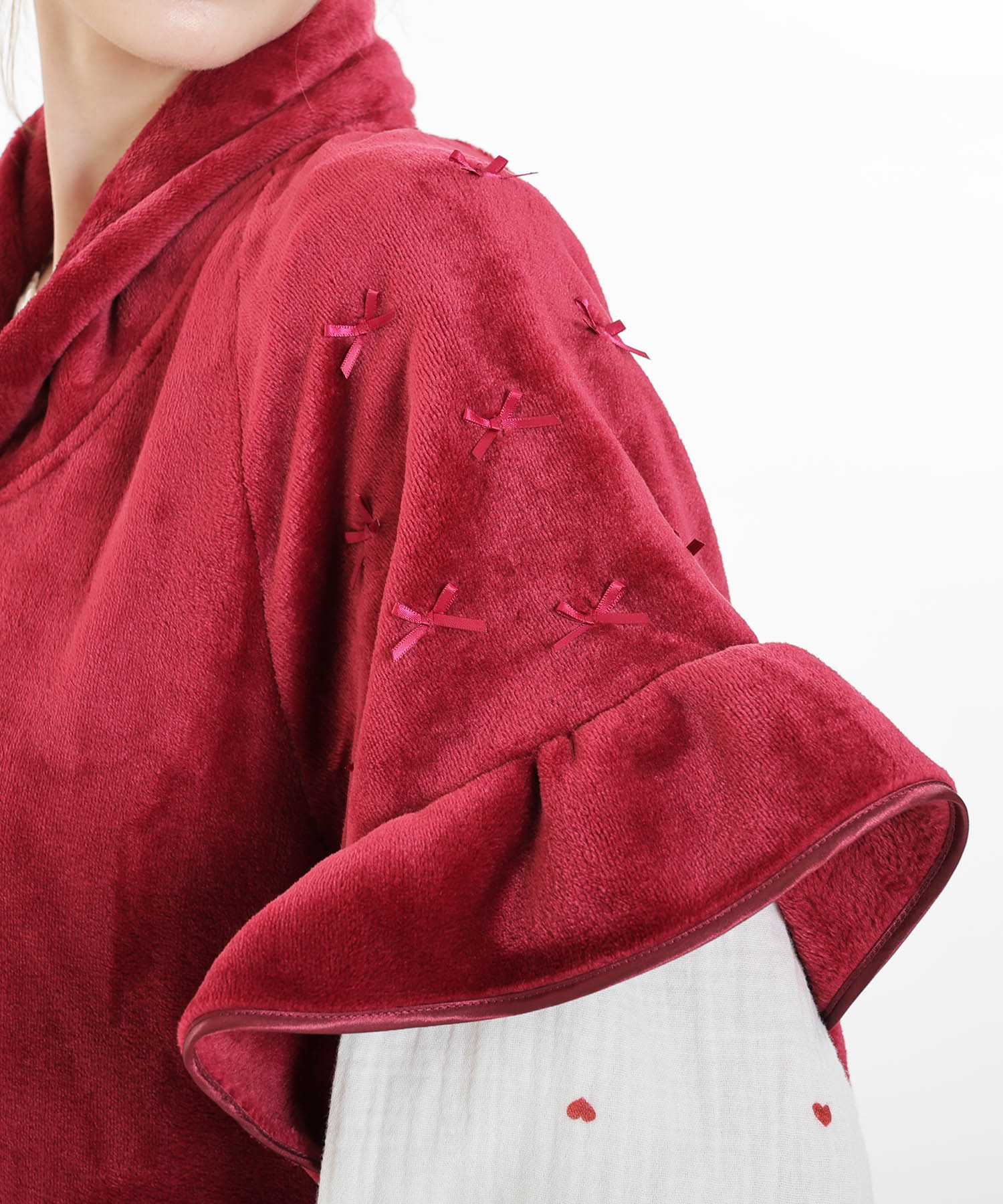 ソフティースノーリボンリボンベスト_パジャマ&ルームウェア-トップス-カーディガン・ガウン_レッド_4