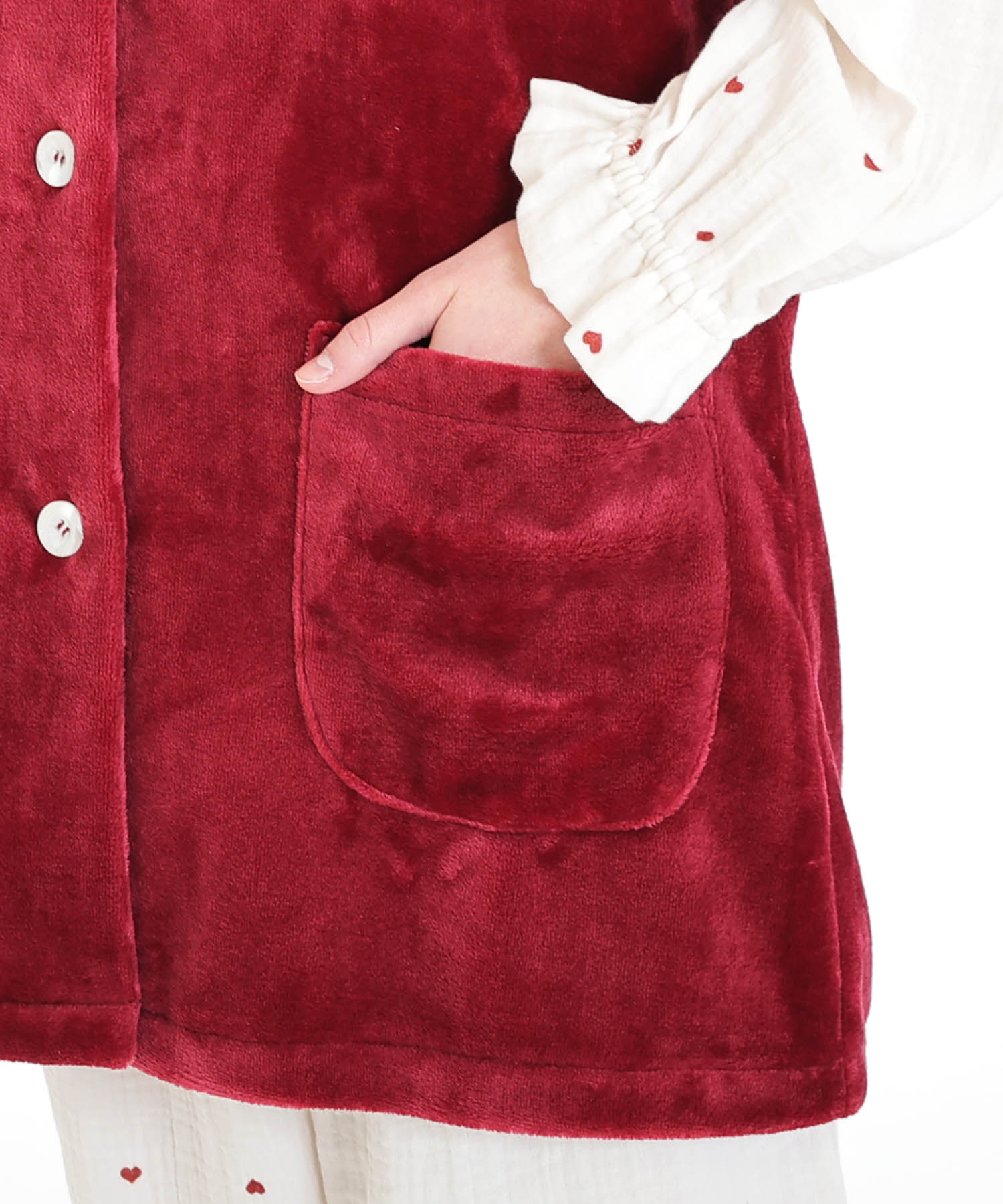 ソフティースノーリボンリボンベスト_パジャマ&ルームウェア-トップス-カーディガン・ガウン_レッド_5