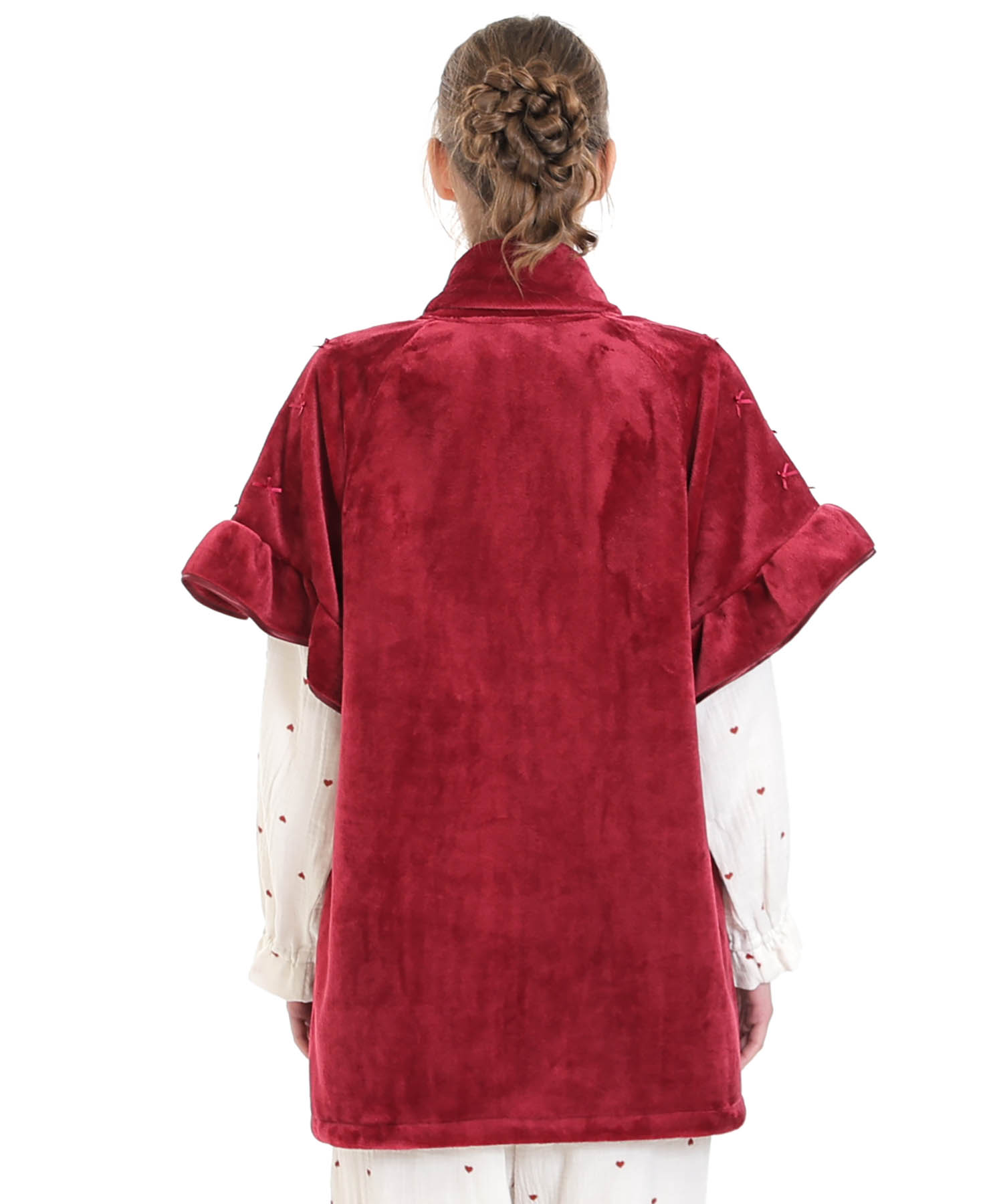 ソフティースノーリボンリボンベスト_パジャマ&ルームウェア-トップス-カーディガン・ガウン_レッド_6