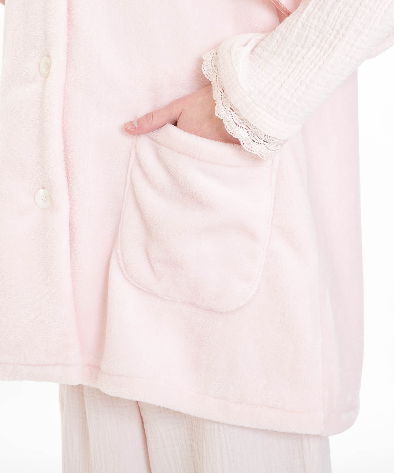 ソフティースノーリボンリボンベスト_パジャマ&ルームウェア-トップス-カーディガン・ガウン_ピンク_5