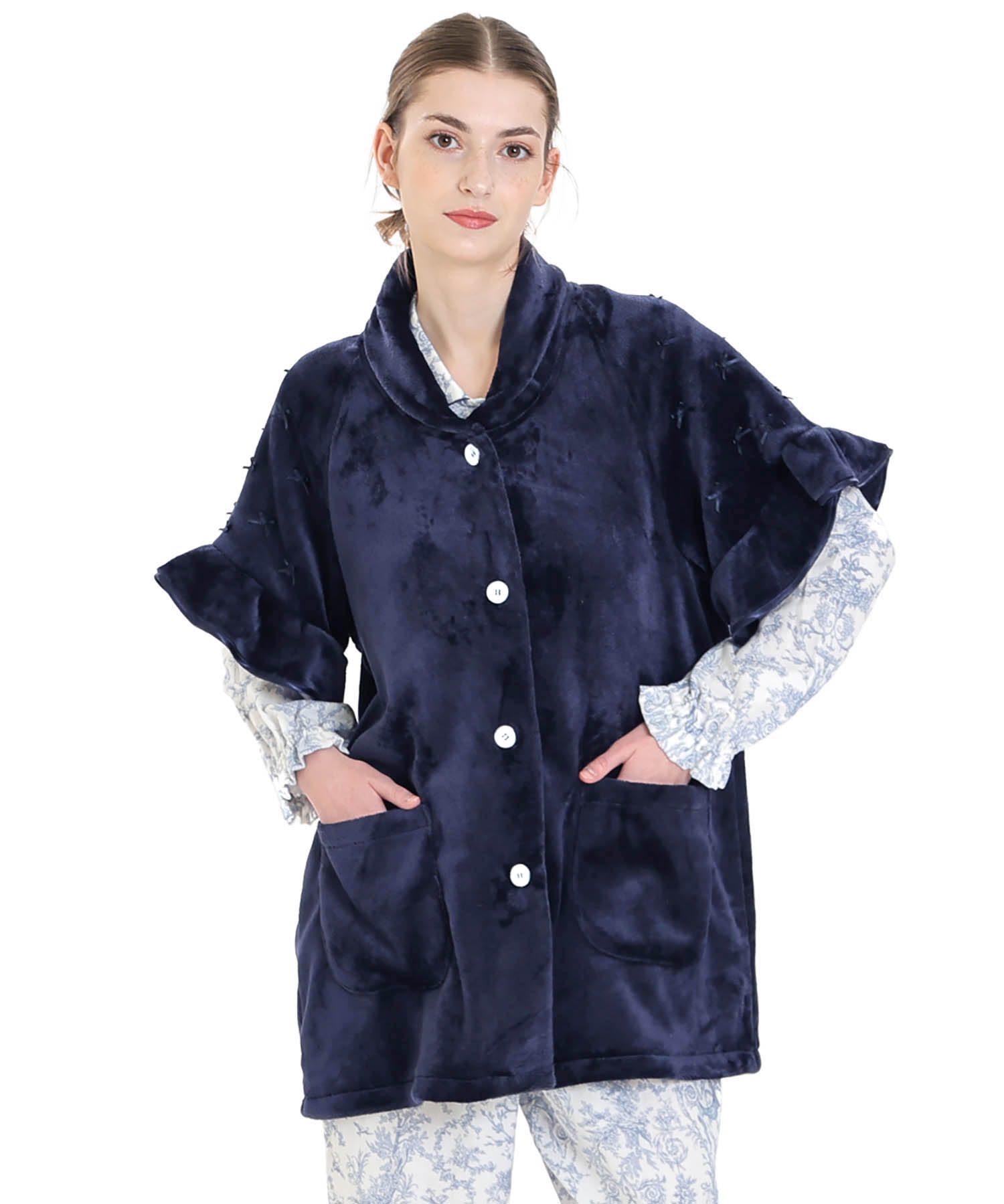 ソフティースノーリボンリボンベスト_パジャマ&ルームウェア-トップス-カーディガン・ガウン_ネイビー_2