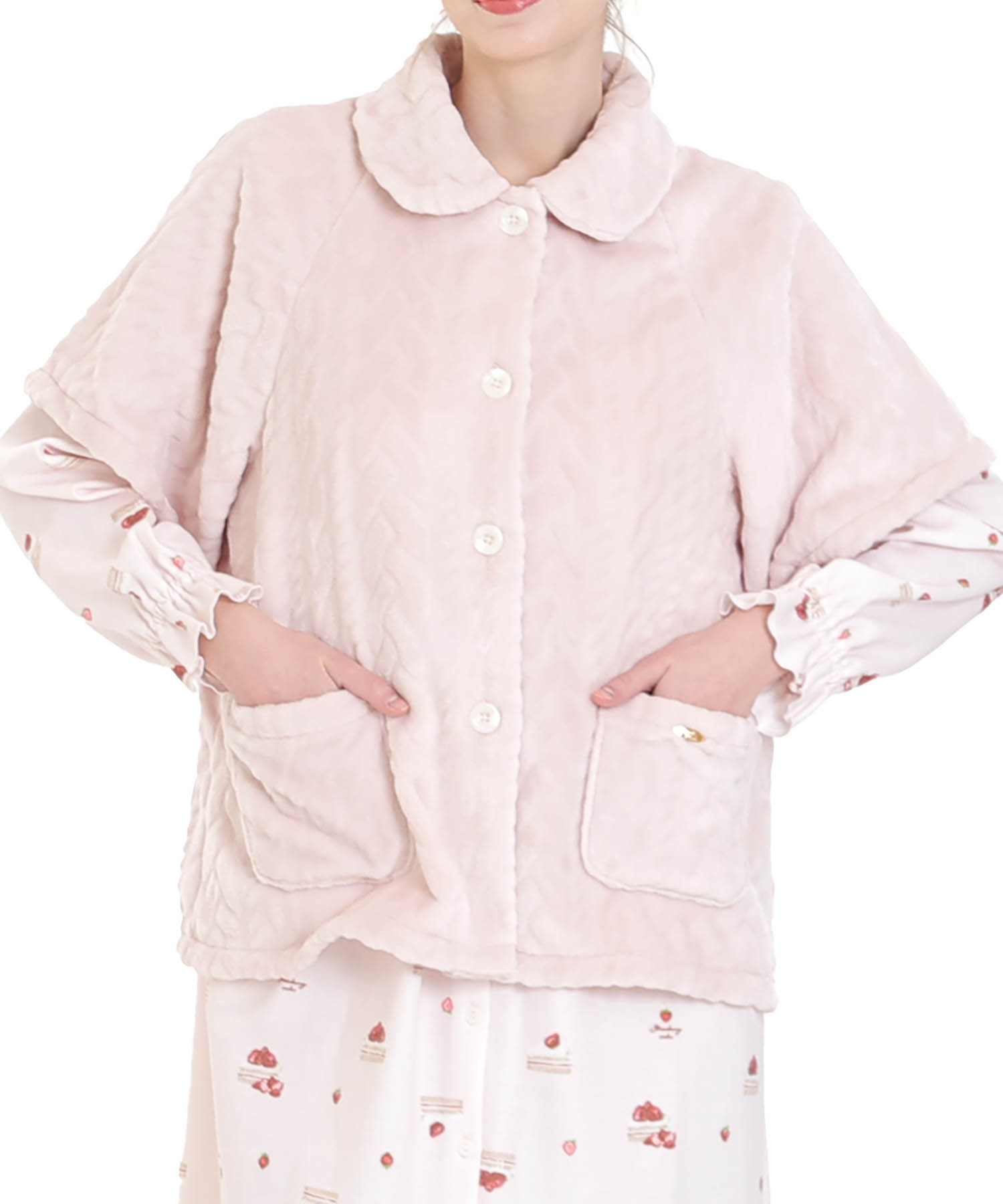 ソフティースノーケーブルベスト_パジャマ&ルームウェア-トップス-カーディガン・ガウン_ピンク_0