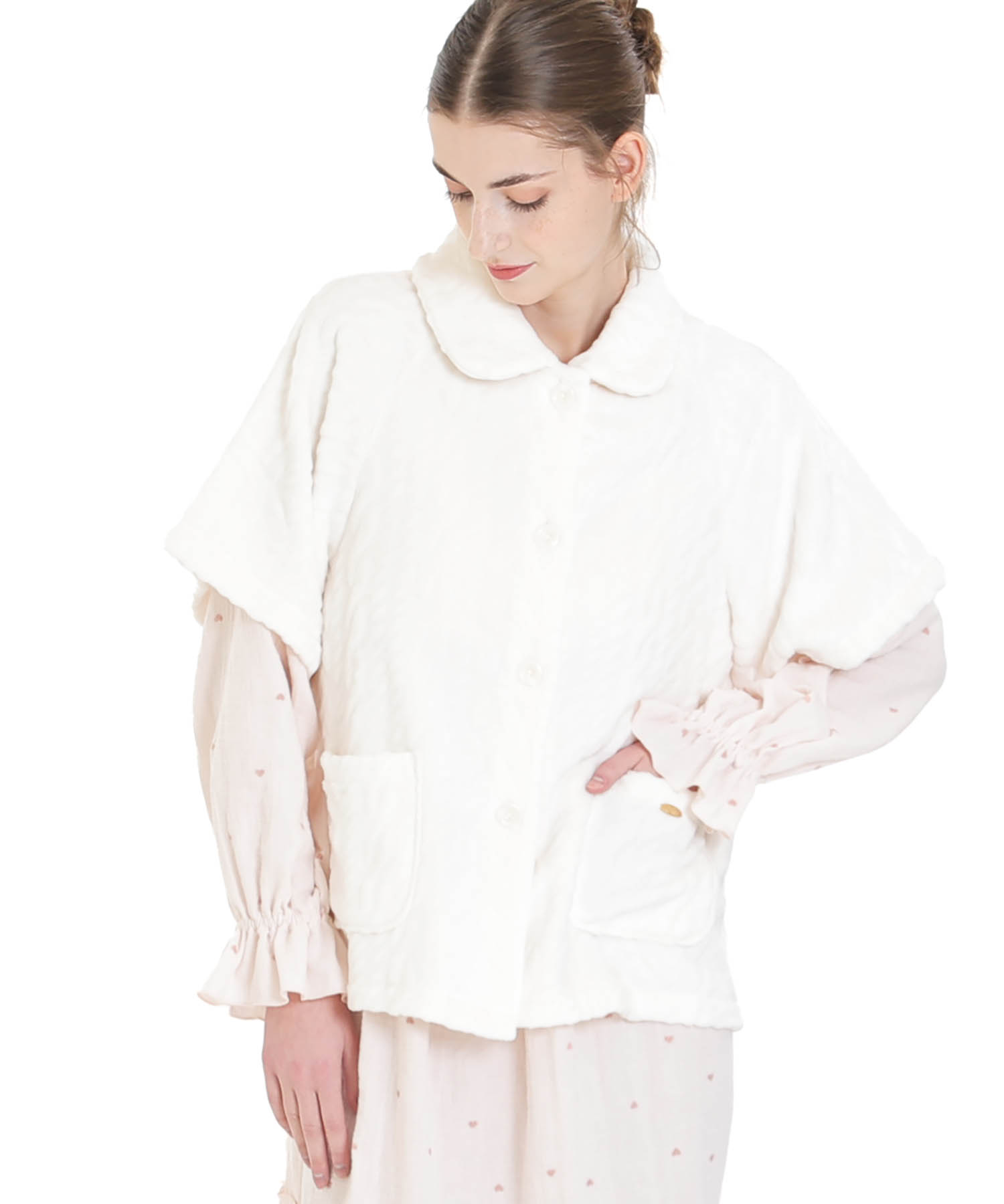 ソフティースノーケーブルベスト_パジャマ&ルームウェア-トップス-カーディガン・ガウン_ホワイト_1