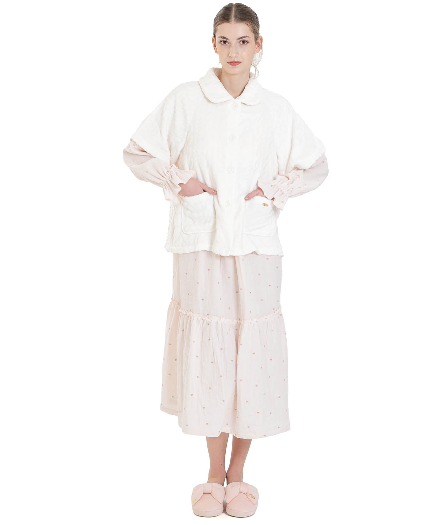 ソフティースノーケーブルベスト_パジャマ&ルームウェア-トップス-カーディガン・ガウン_ホワイト_2