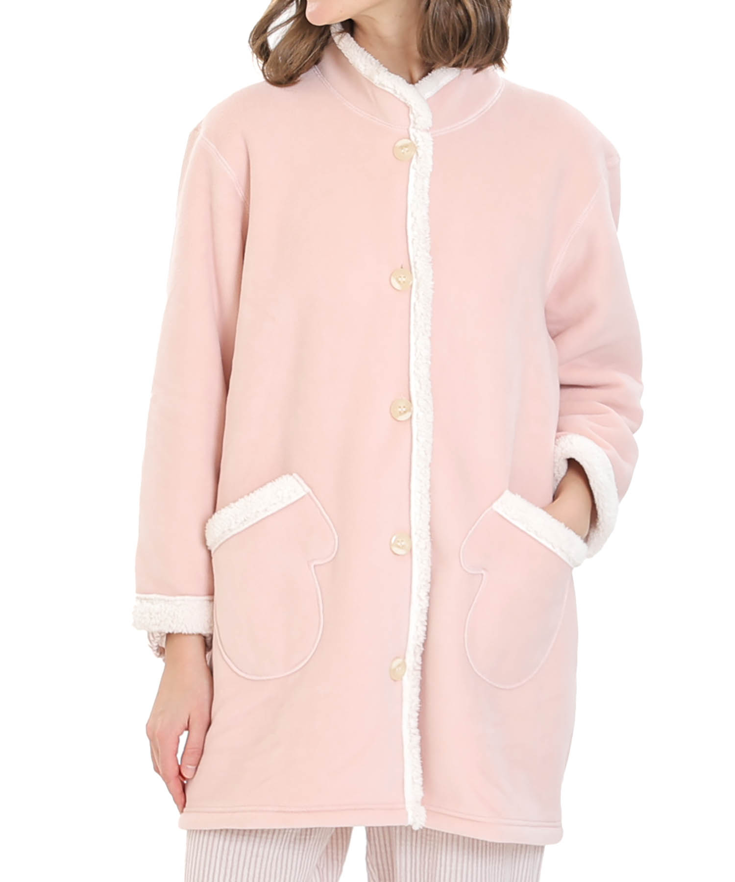 フリースボアガウン_パジャマ&ルームウェア-トップス-カーディガン・ガウン_ピンク_0