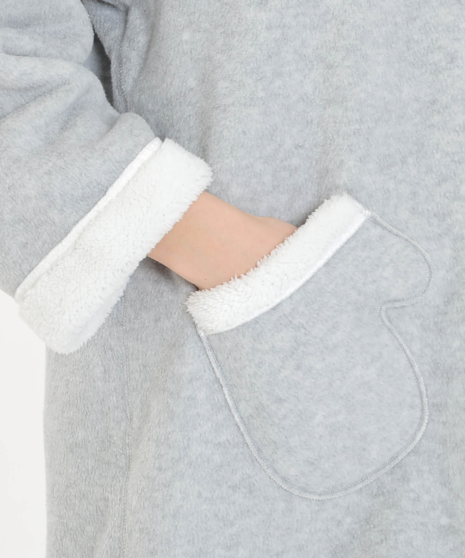 フリースボアガウン_パジャマ&ルームウェア-トップス-カーディガン・ガウン_グレー_4