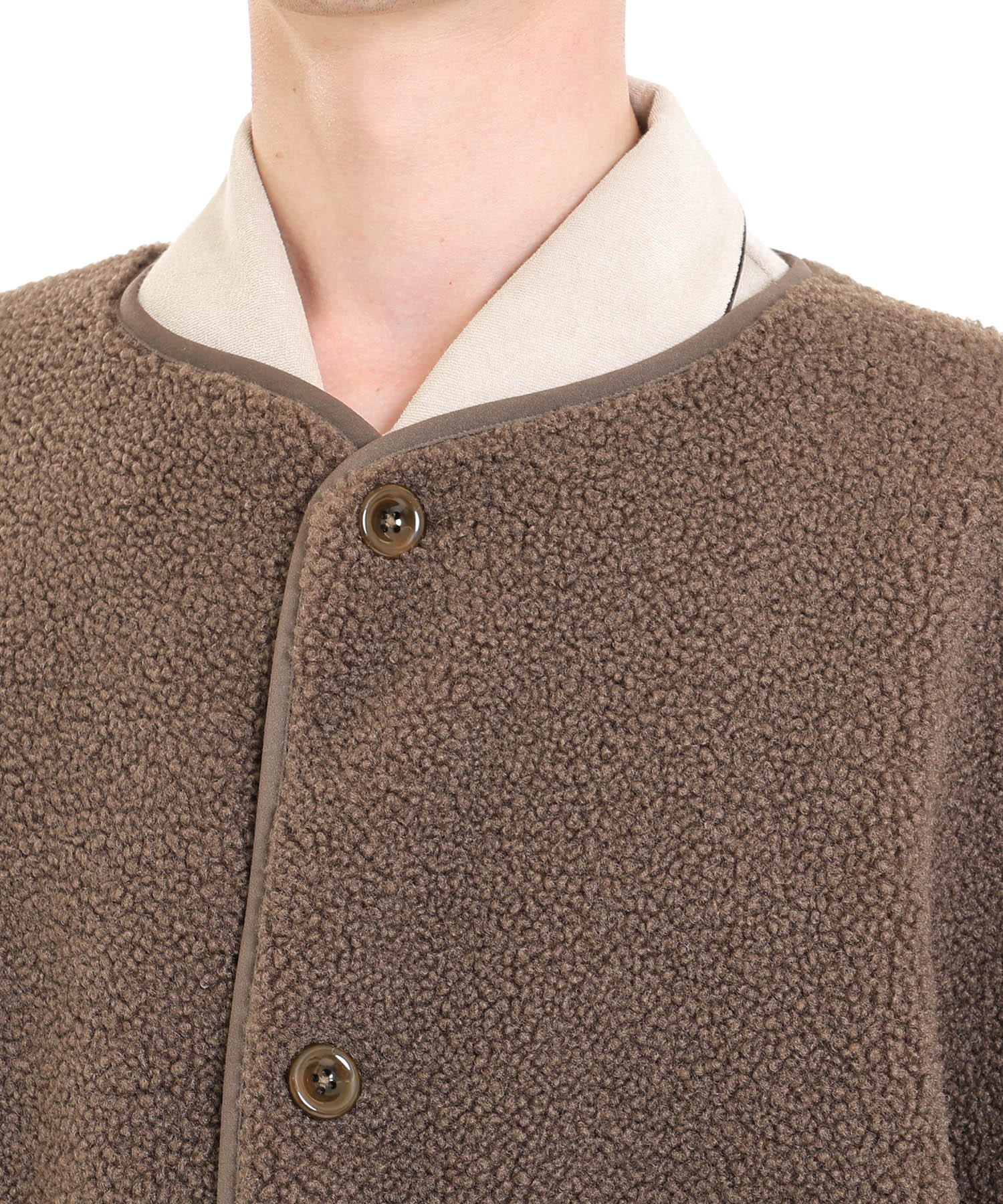 プードルフリースメンズベスト_パジャマ&ルームウェア-トップス-カーディガン・ガウン_ブラウン_3