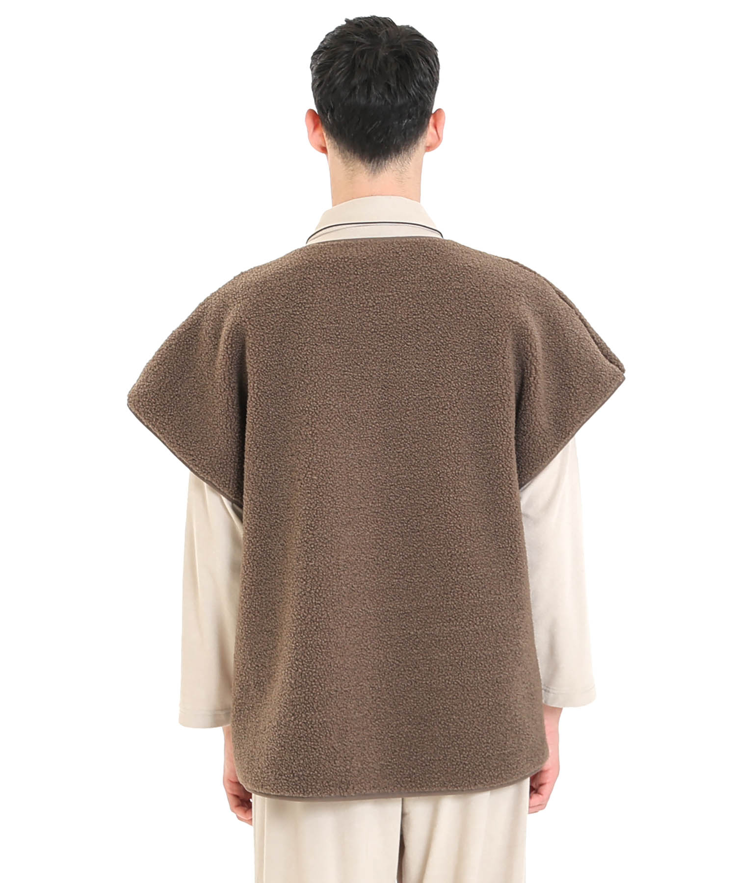 プードルフリースメンズベスト_パジャマ&ルームウェア-トップス-カーディガン・ガウン_ブラウン_6