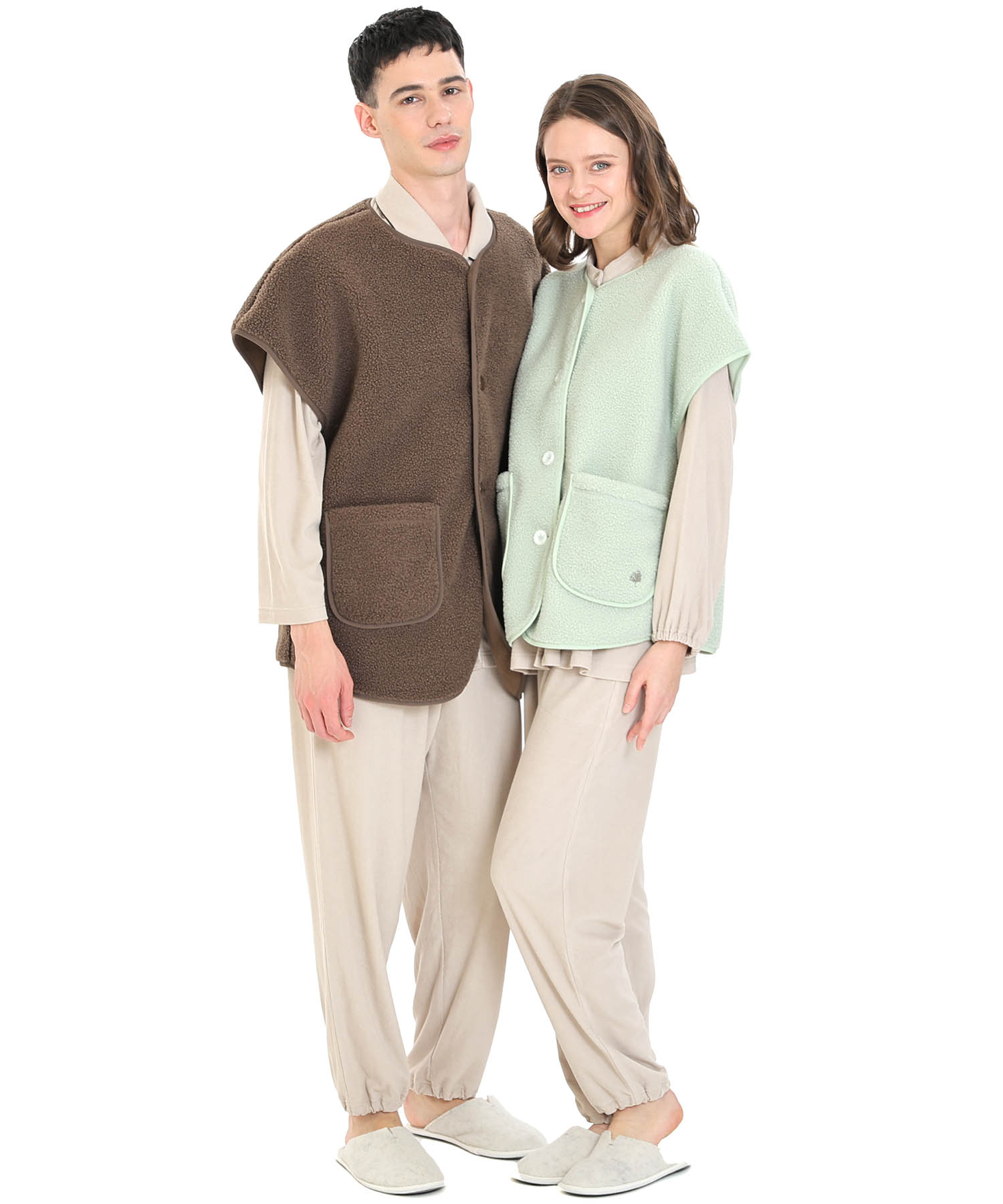 プードルフリースメンズベスト_パジャマ&ルームウェア-トップス-カーディガン・ガウン_ブラウン_7