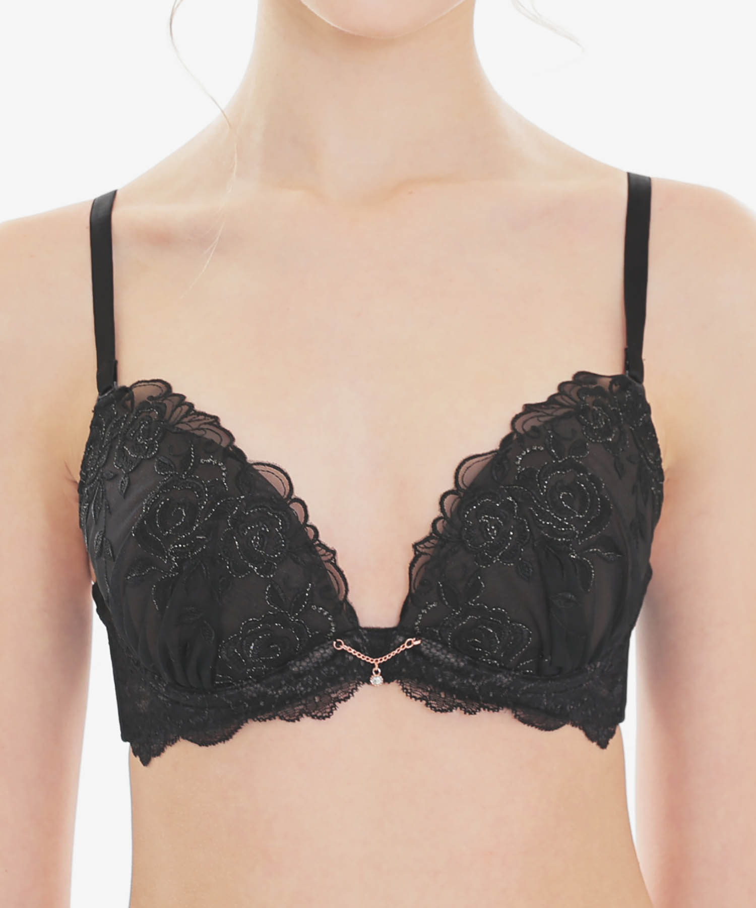 ローズDcup-Ecup_ランジェリー・下着-ブラジャー-モールドカップブラ(Lワイヤー)_ブラック_1