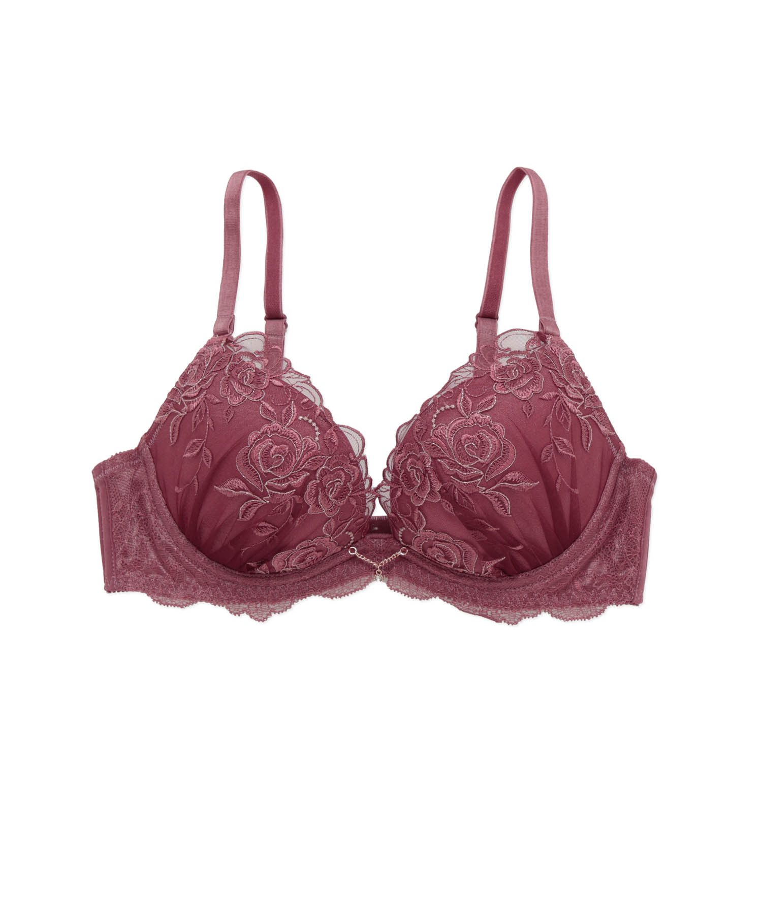 ローズDcup-Ecup_ランジェリー・下着-ブラジャー-モールドカップブラ(Lワイヤー)_ボルドー_2