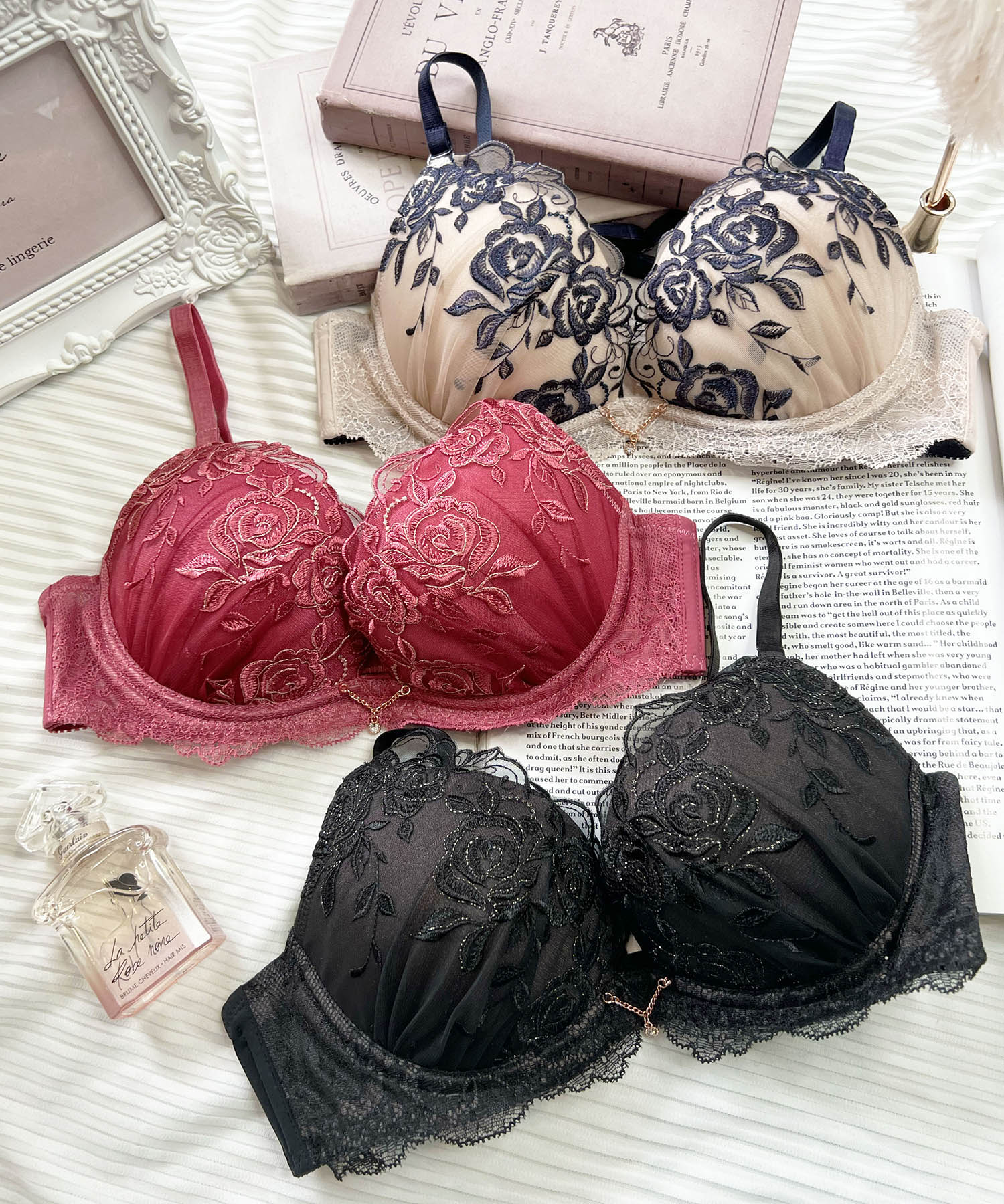 ローズFcup-Gcup_ランジェリー・下着-ブラジャー-モールドカップブラ(Lワイヤー)_ボルドー_4